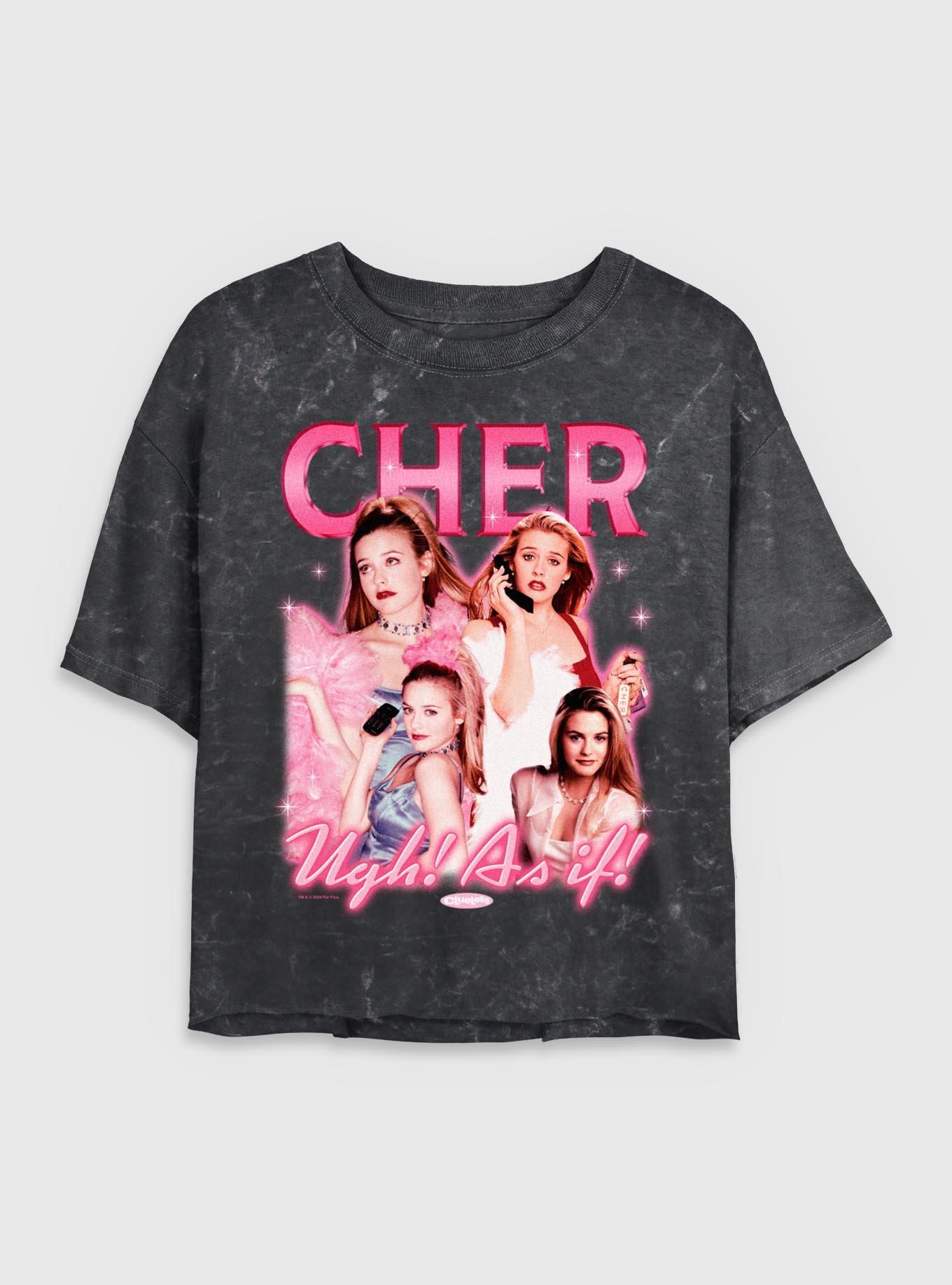 Clueless Y2K Cher Ugh As If Mineral Wash Womens Crop T-Shirt, , hi-res