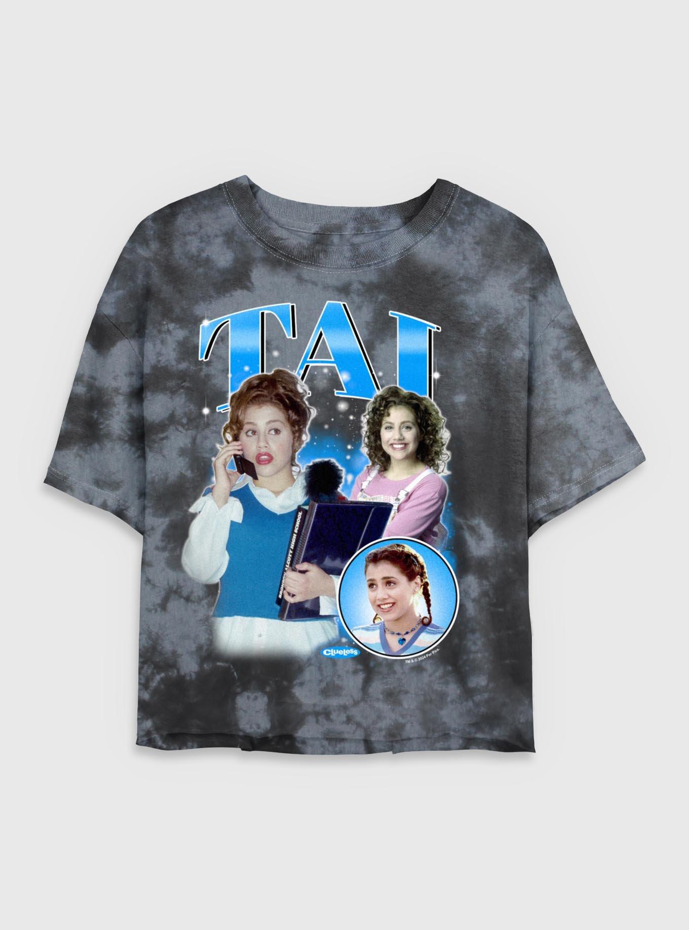 Clueless Y2k Tai Tie Dye Crop Womens T-Shirt, BLKCHAR, hi-res