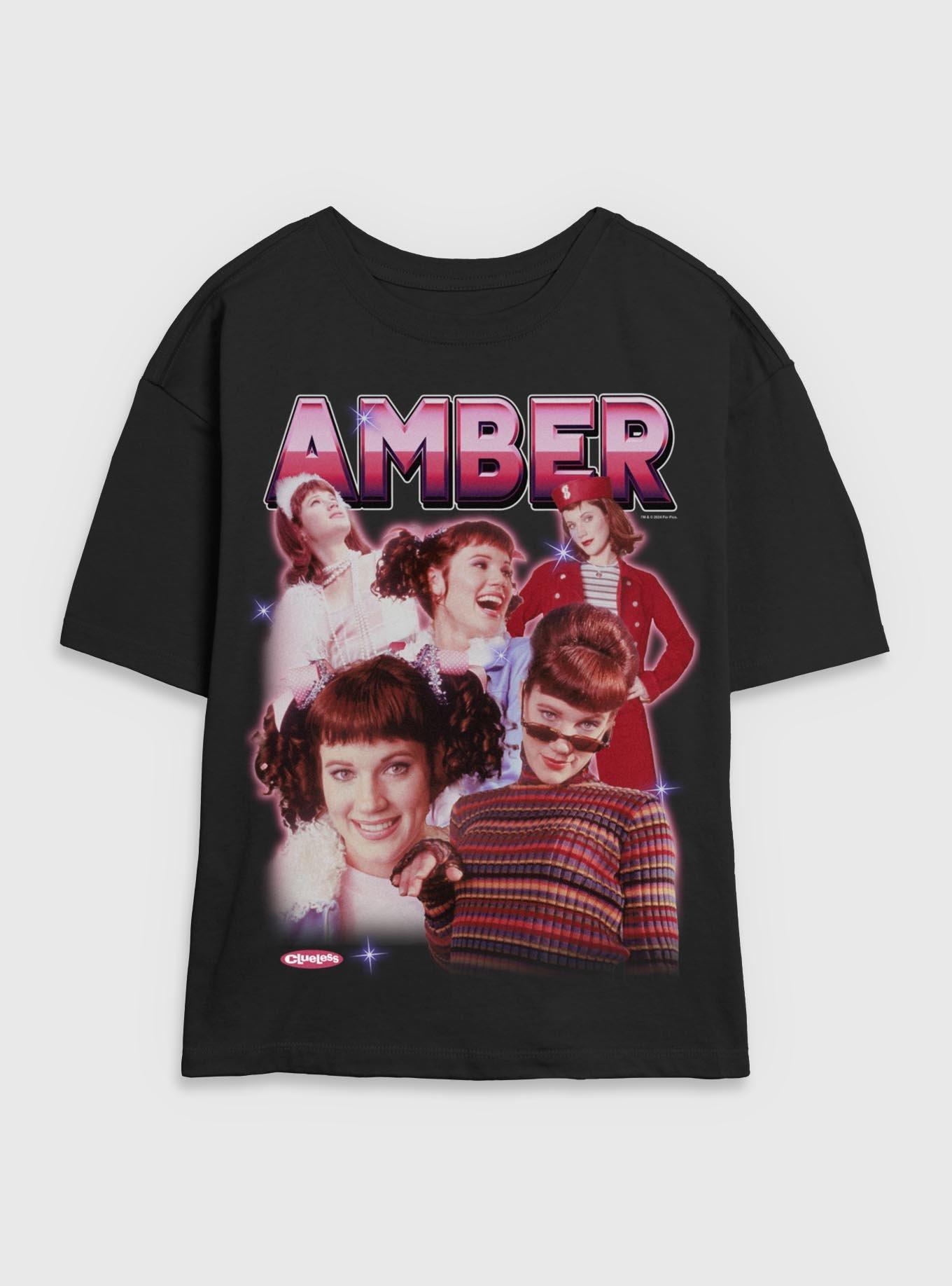 Clueless Amber Collage Womens Skimmer T-Shirt, BLACK, hi-res