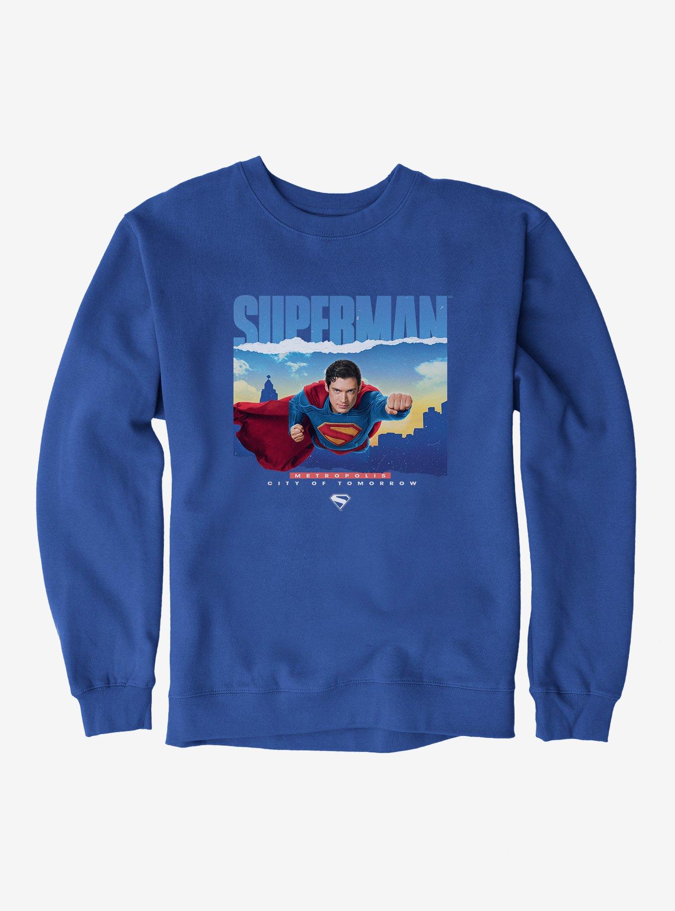 DC Comics Superman Metropolis City Of Tomorrow Sweatshirt, ROYAL, hi-res