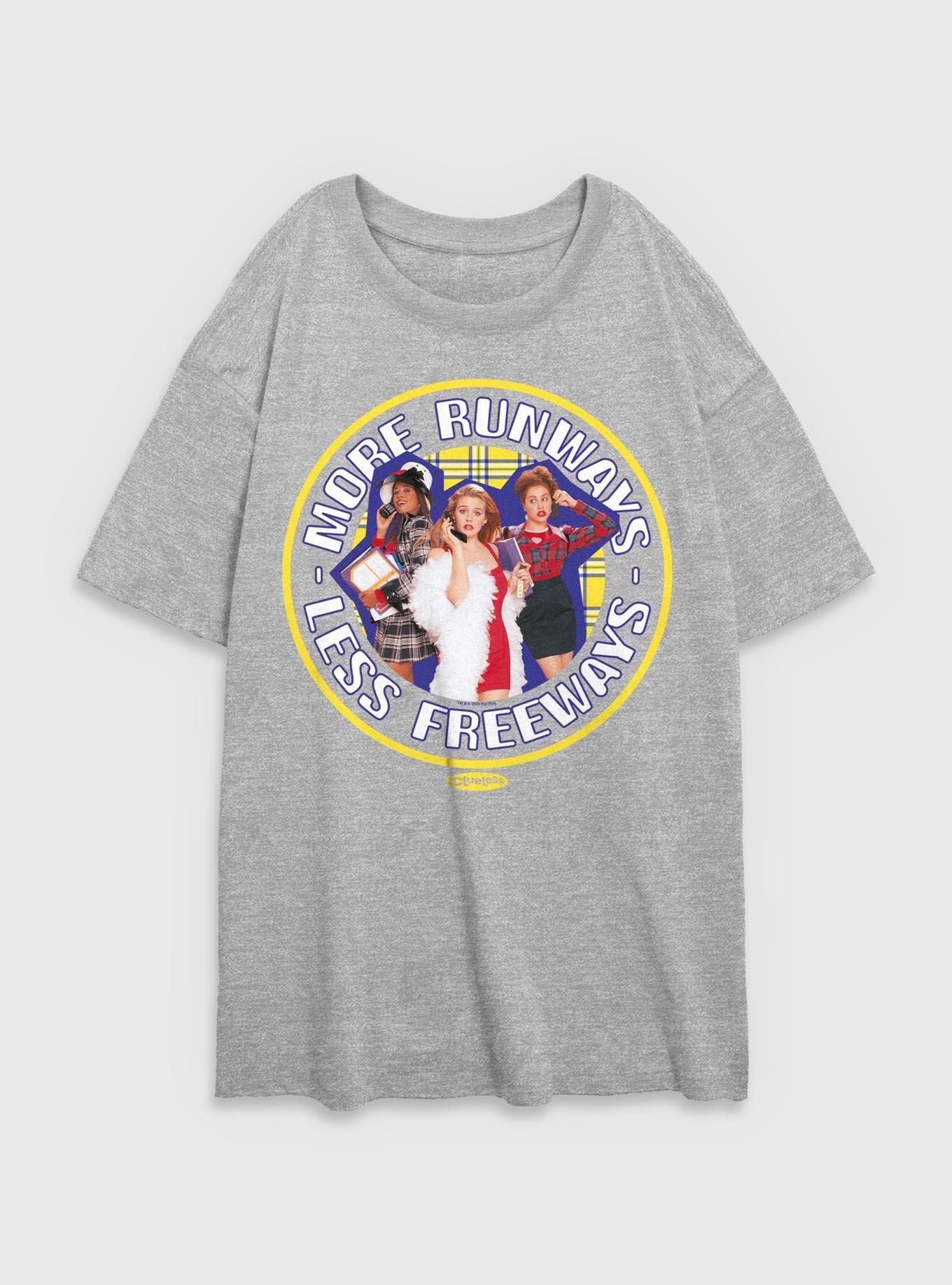 Clueless More Runways Less Freeways Womens Oversized T-Shirt, ATH HTR, hi-res view 1