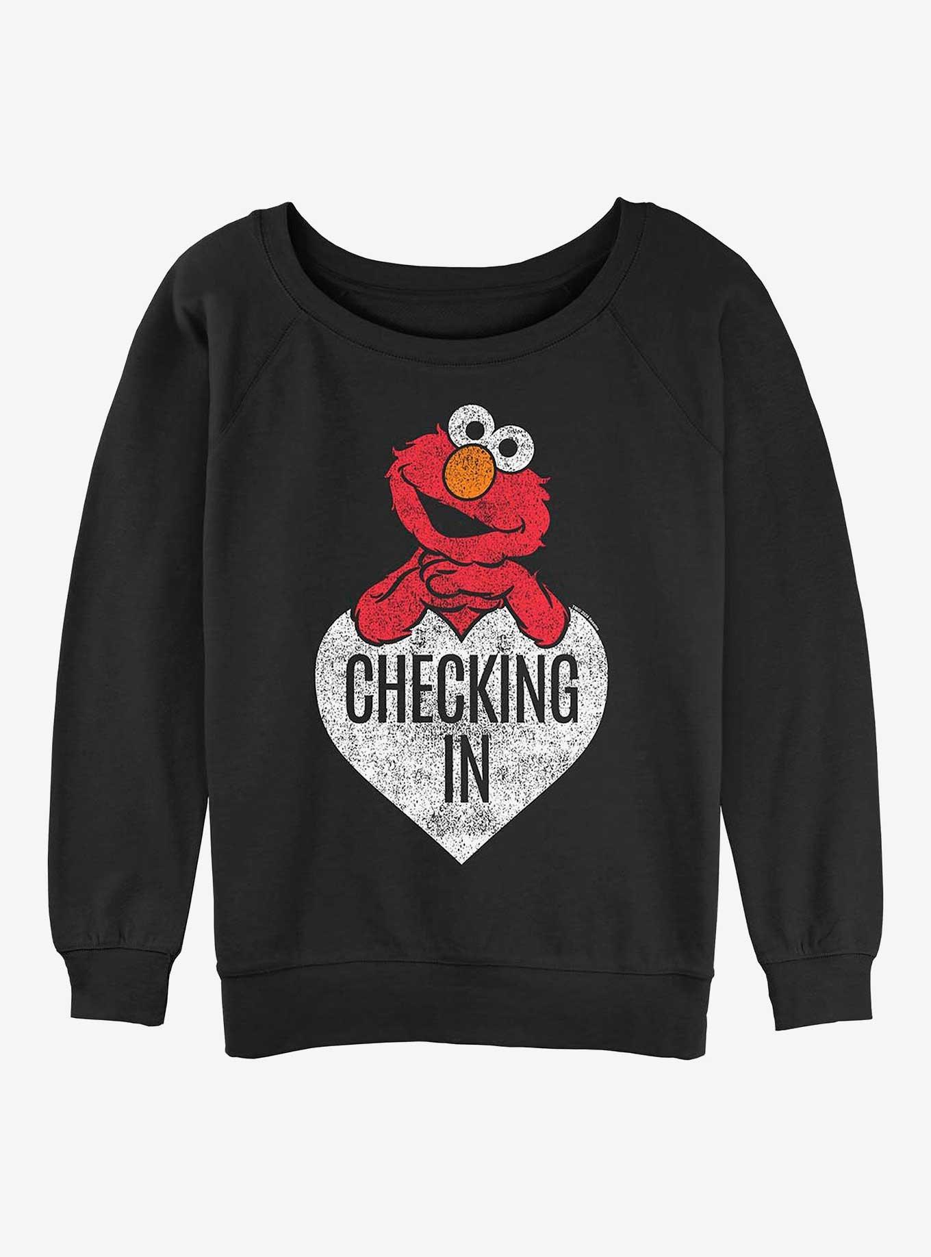 Sesame Street Checking In Elmo Girls Slouchy Sweatshirt, BLACK, hi-res