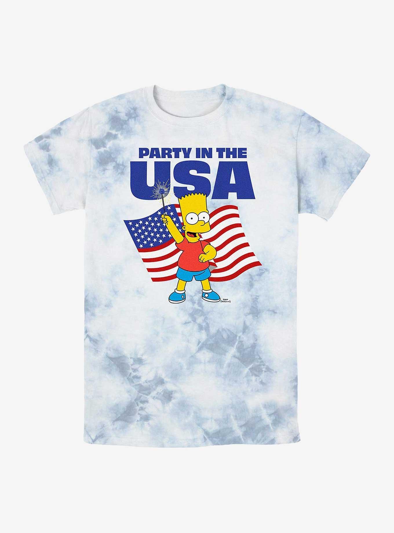 The Simpsons Partying Bart Tie-Dye T-Shirt, WHITEBLUE, hi-res