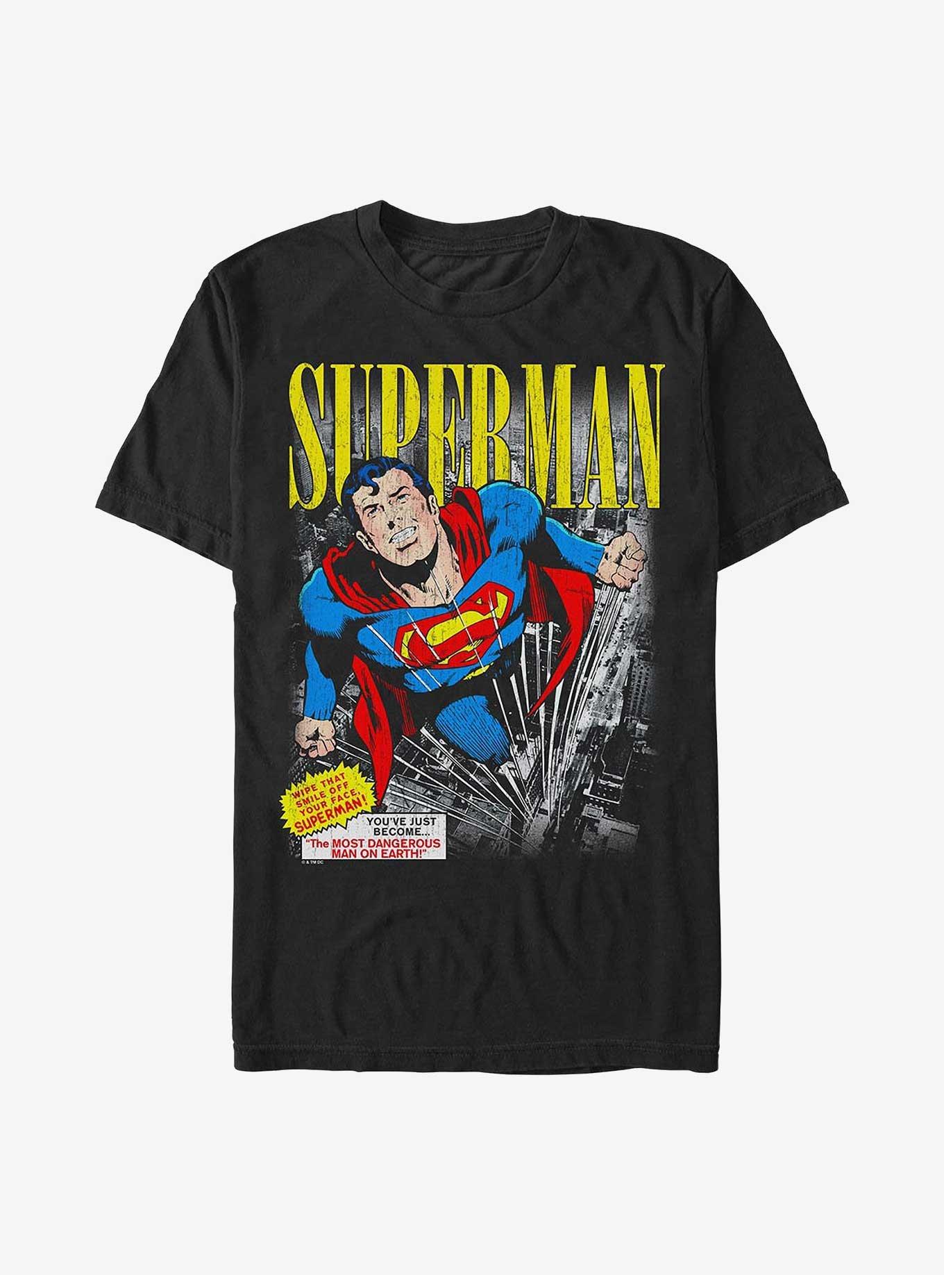 DC Comics Superman Vintage T-Shirt Hot Topic Web Exclusive, BLACK, hi-res