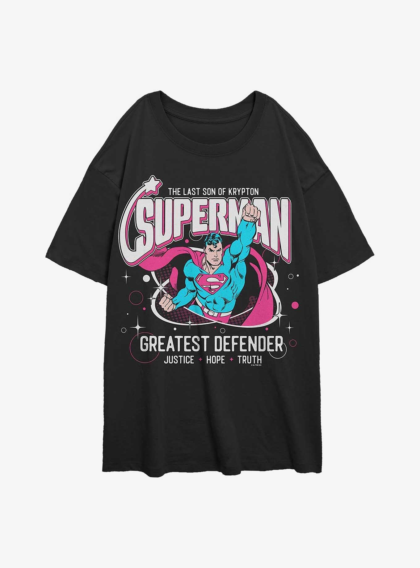 DC Comics Superman Greatest Defender Girls Oversized T-Shirt Hot Topic Exclusive, , hi-res
