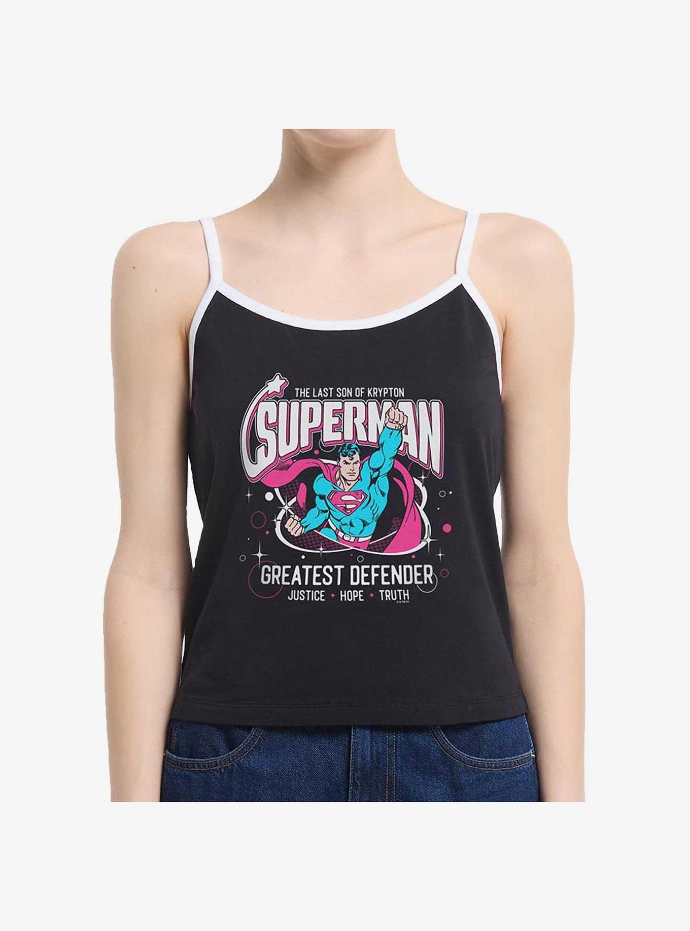 DC Comics Superman Greatest Defender Girls Cami Tank Hot Topic Web Exclusive, BLACK, hi-res