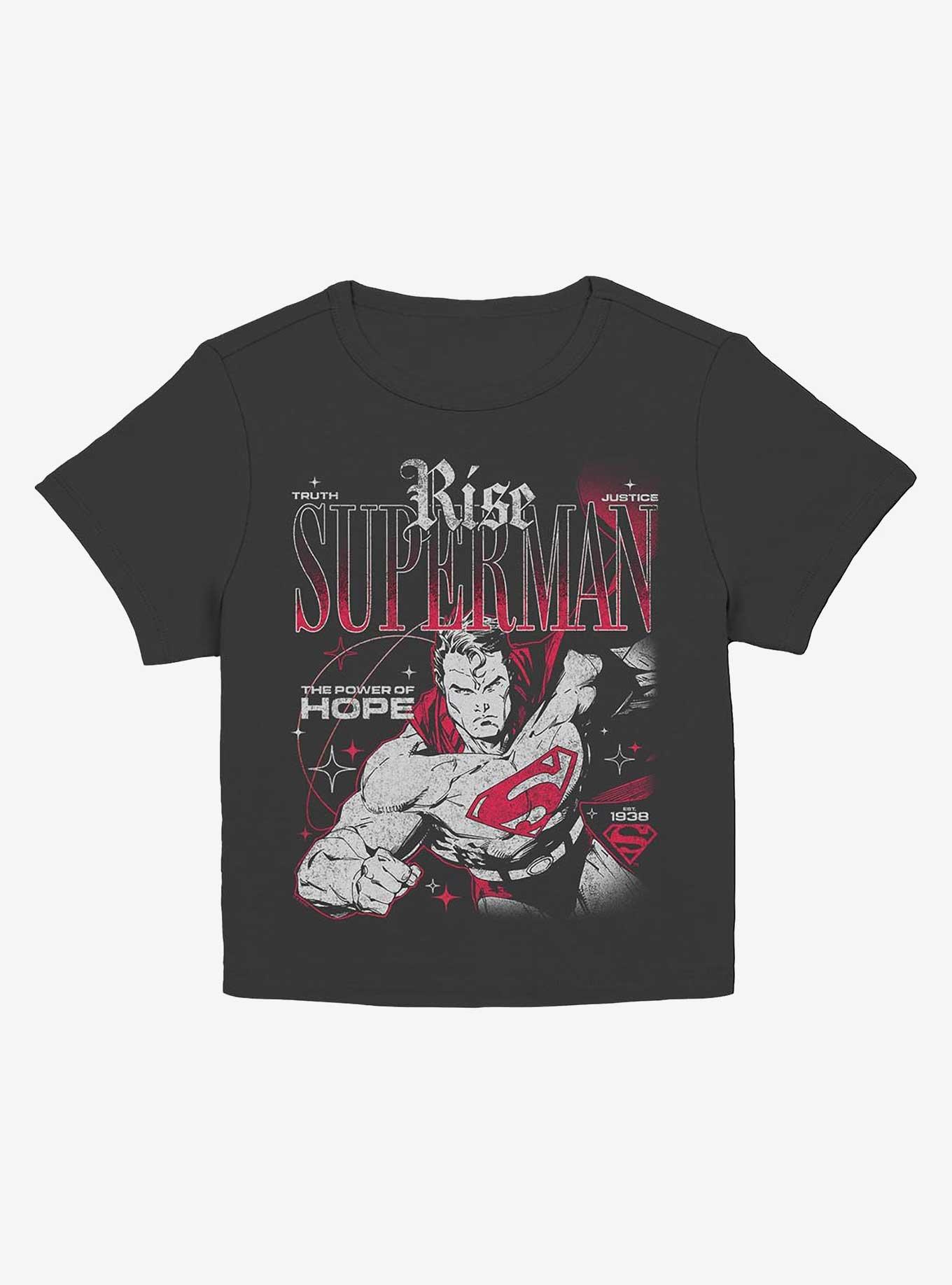 DC Comics Superman Rise Truth Justice Hope Girls Baby T-Shirt Hot Topic Web Exclusive, BLACK, hi-res