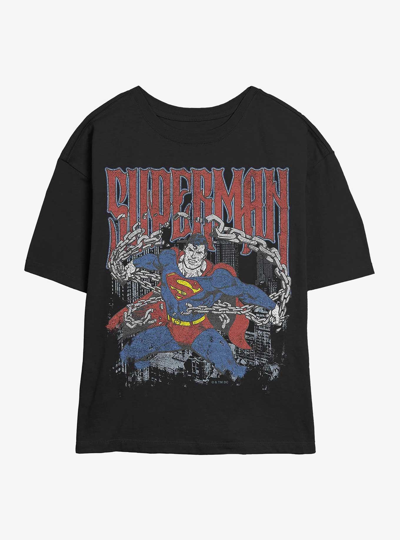 DC Comics Superman Unchained Girls Skimmer T-Shirt Hot Topic Web Exclusive, BLACK, hi-res