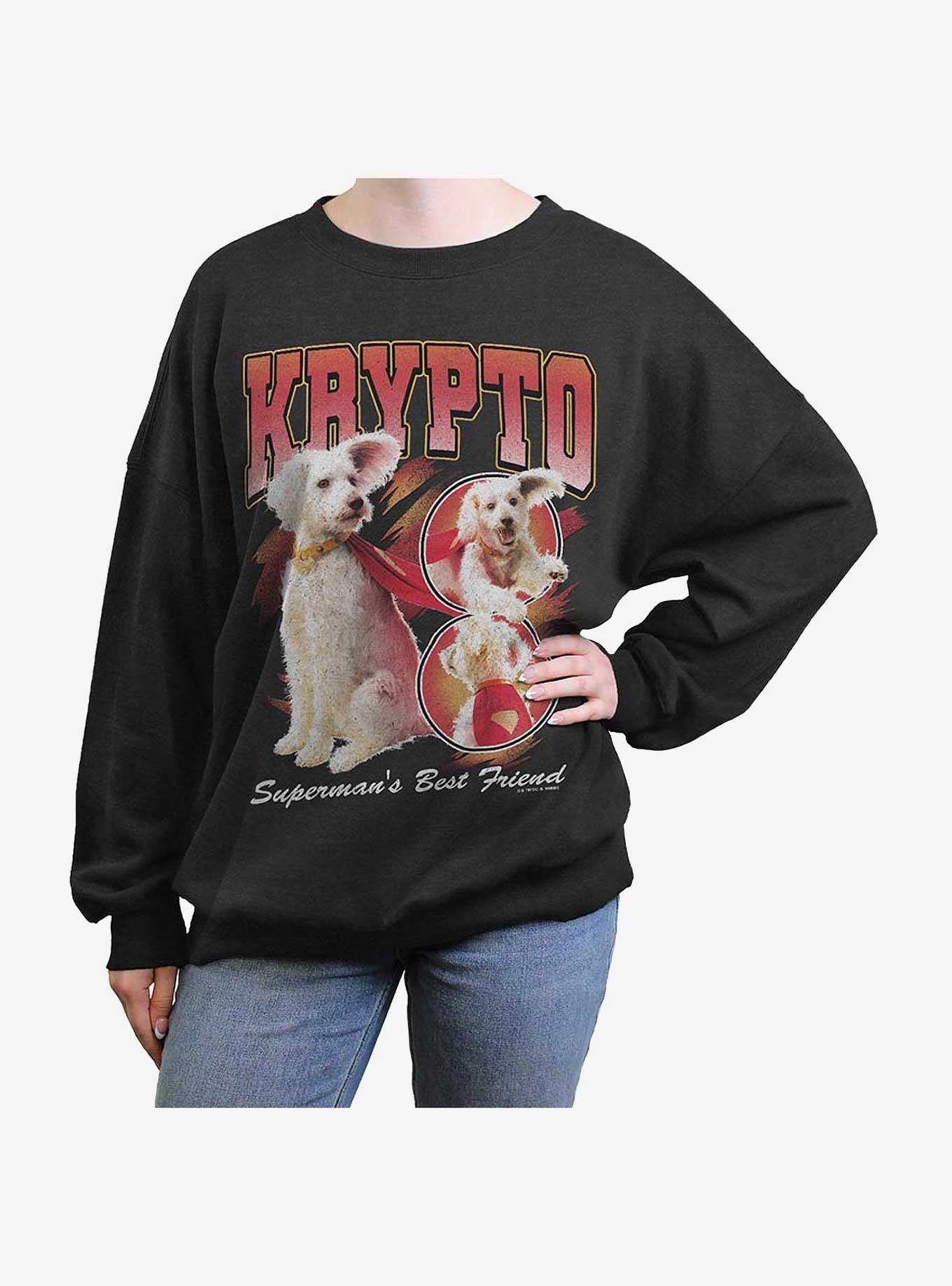 DC Comics Superman Krypto Superman's Best Friend Girls Oversized Sweatshirt Hot Topic Web Exclusive, CHAR HTR, hi-res