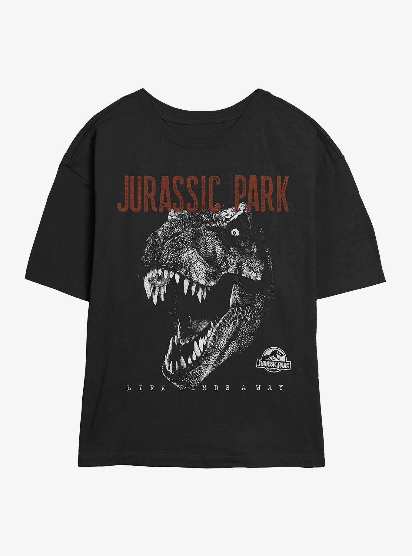 Jurassic Park T-Rex Life Finds A Way Girls Skimmer T-Shirt, BLACK, hi-res