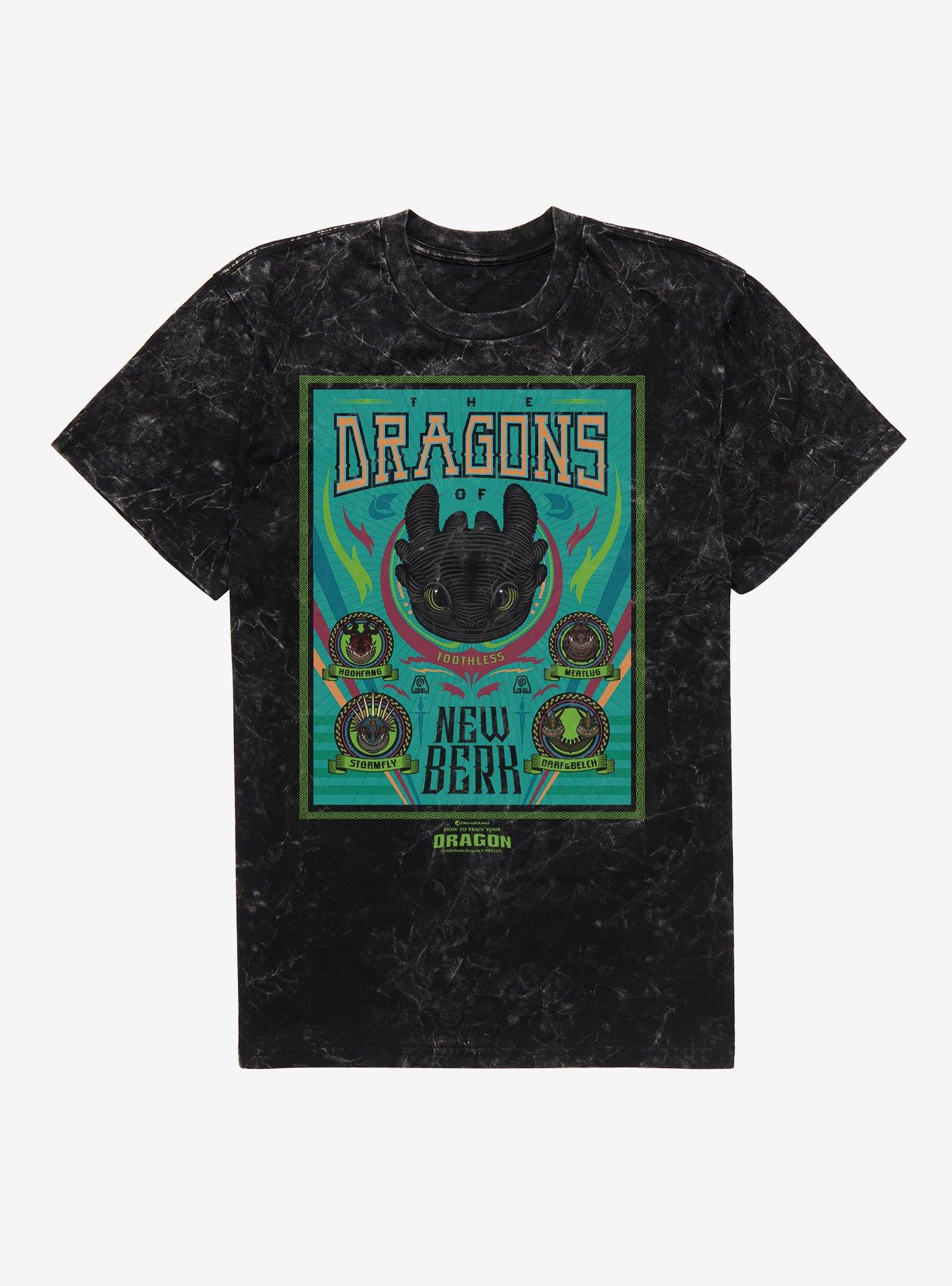 How To Train Your Dragon The Dragons Of New Berk Mineral Wash T-Shirt, BLACK MINERAL WASH, hi-res
