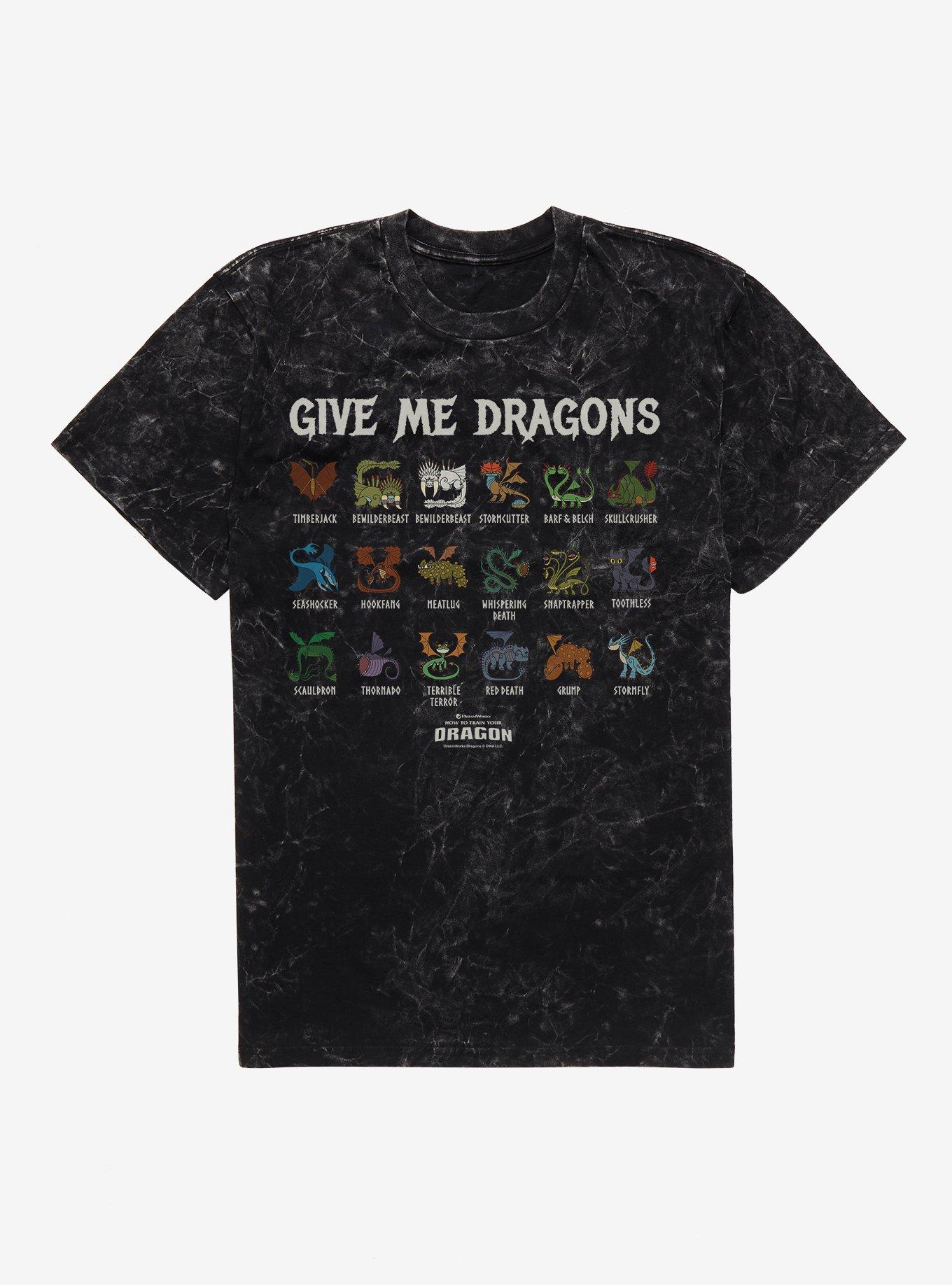 How To Train Your Dragon Give Me Dragons Mineral Wash T-Shirt, BLACK MINERAL WASH, hi-res