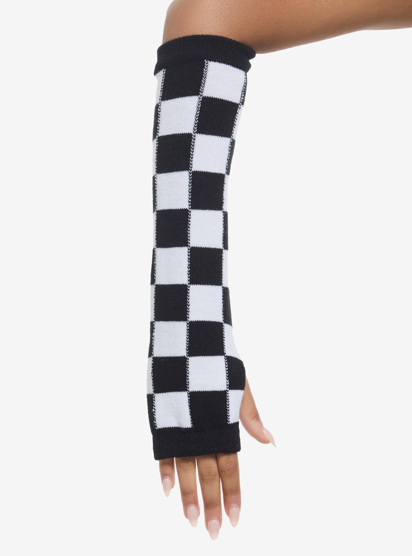 Black & White Checkerboard Arm Warmers, , hi-res