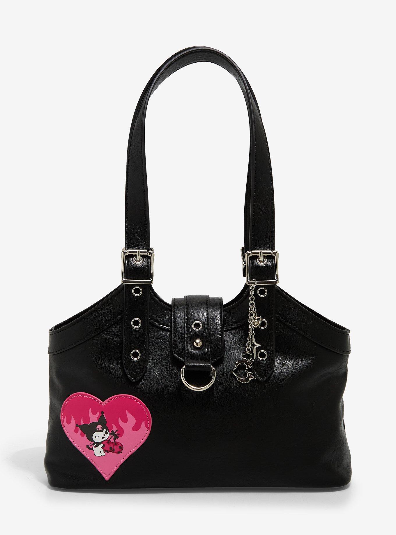 Kuromi Pink Flame Heart Shoulder Bag, , hi-res