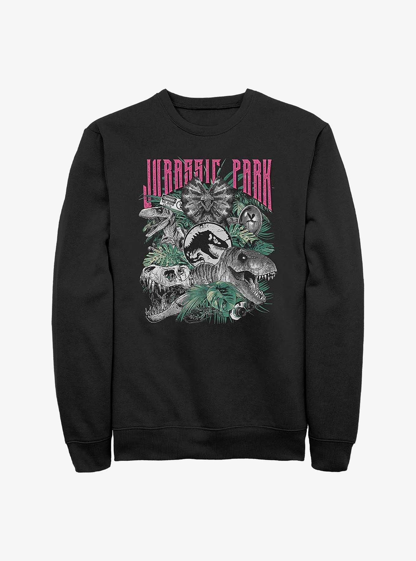 Jurassic Park Life Finds A Way Iconic Dinosaurs Sweatshirt Hot Topic Web Exclusive, BLACK, hi-res