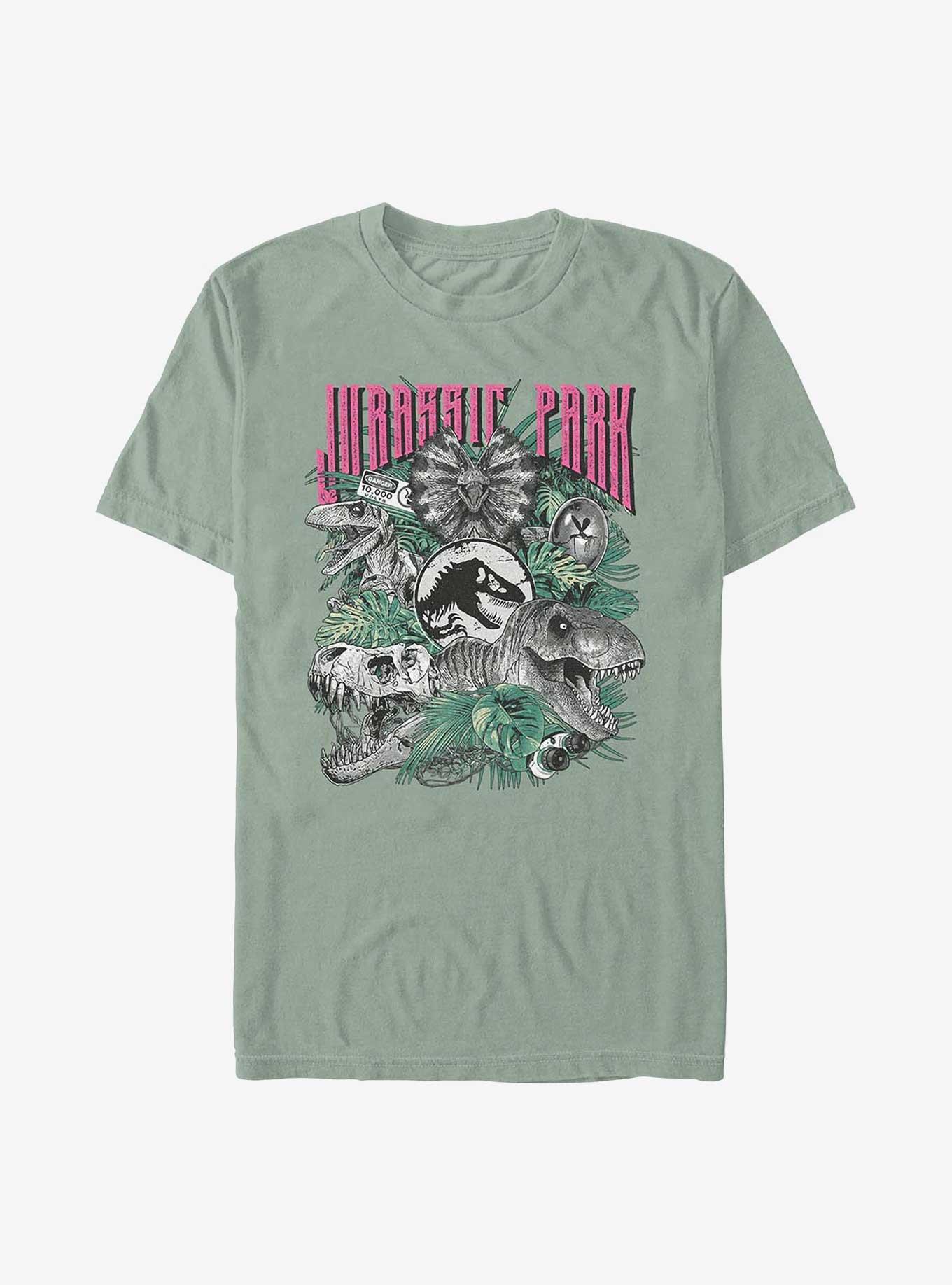 Jurassic Park Life Finds A Way Iconic Dinosaurs Garment Dye T-shirt Hot Topic Exclusive, BAY, hi-res