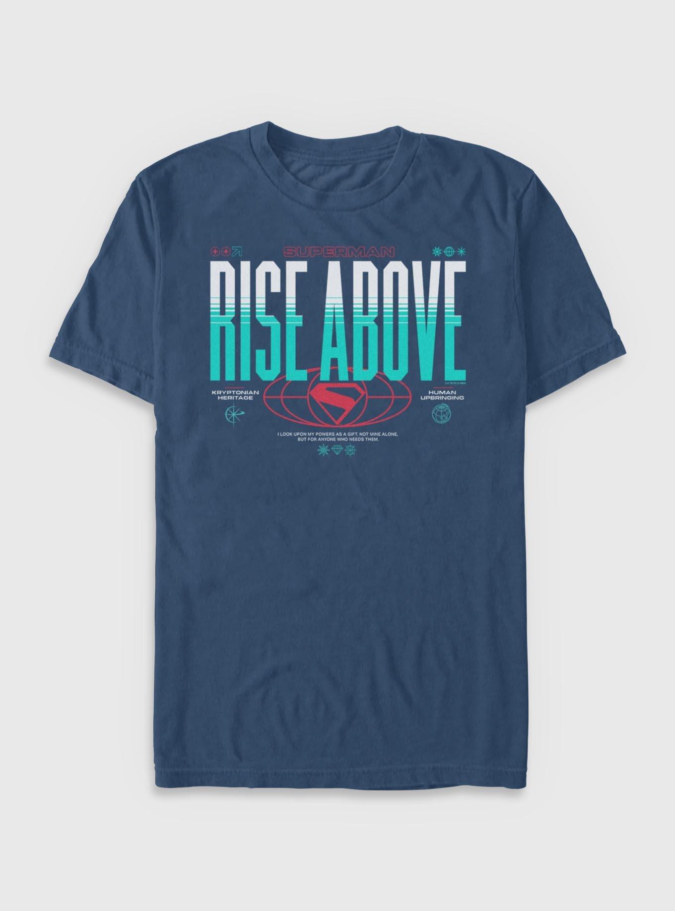 DC Comics Superman Go Higher Rise Above Garment Dye T-shirt Hot Topic Web Exclusive, MIDNIGHT, hi-res