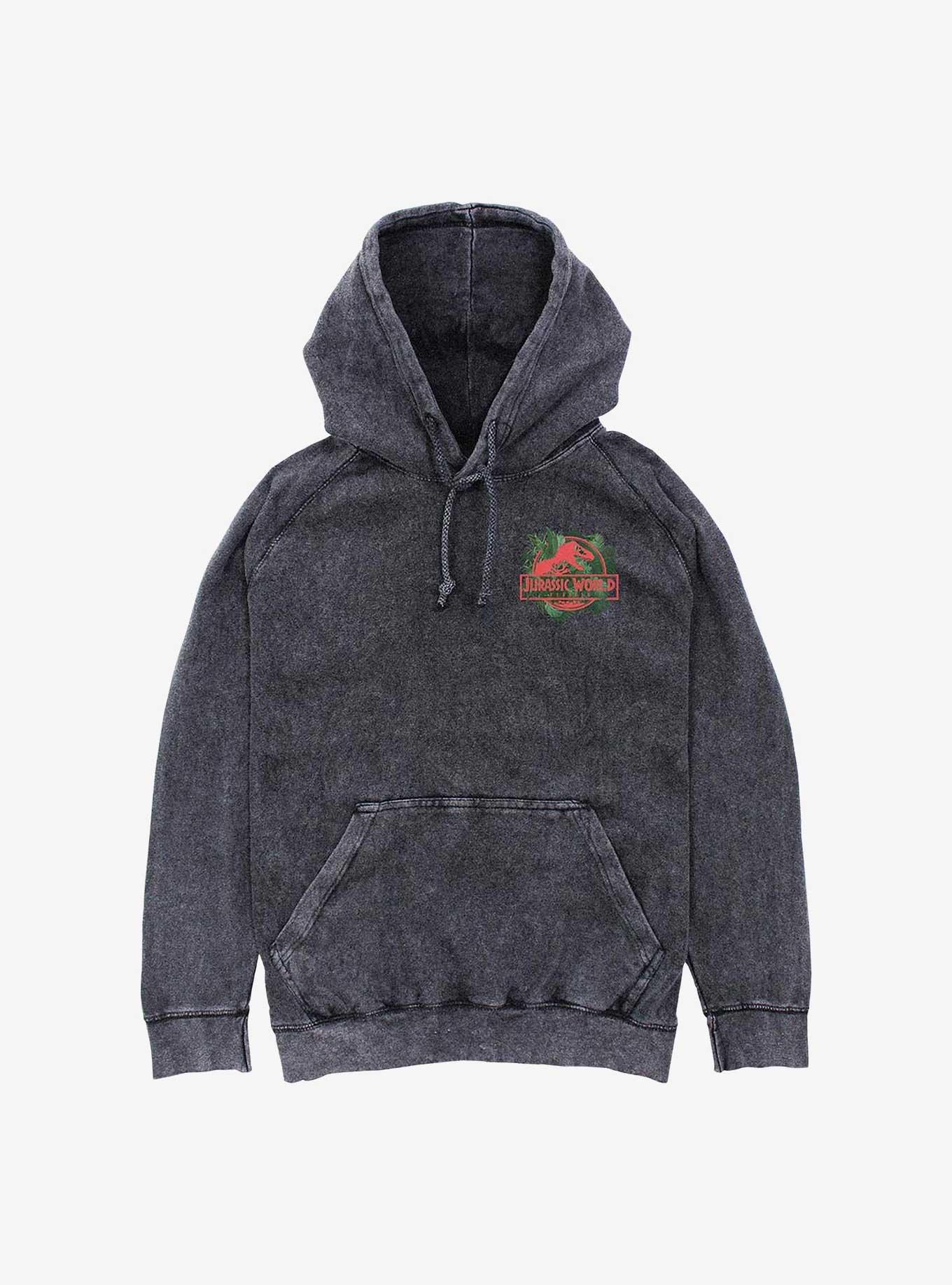 Jurassic Park Life Found A Way Aquilops Mineral Wash Hoodie Hot Topic Web Exclusive, BLACK, hi-res