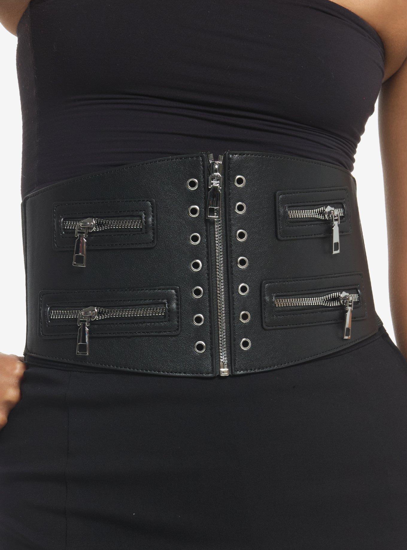 Black Zipper Grommet Corset Belt | Hot Topic