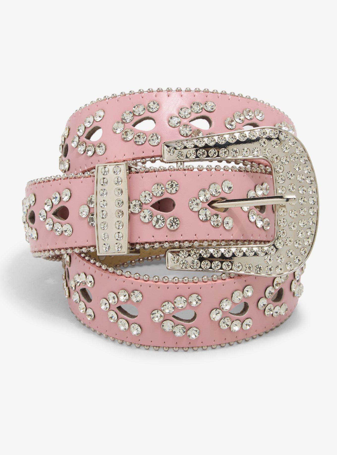 Pastel Pink & Rhinestone Bling Western Belt, , hi-res