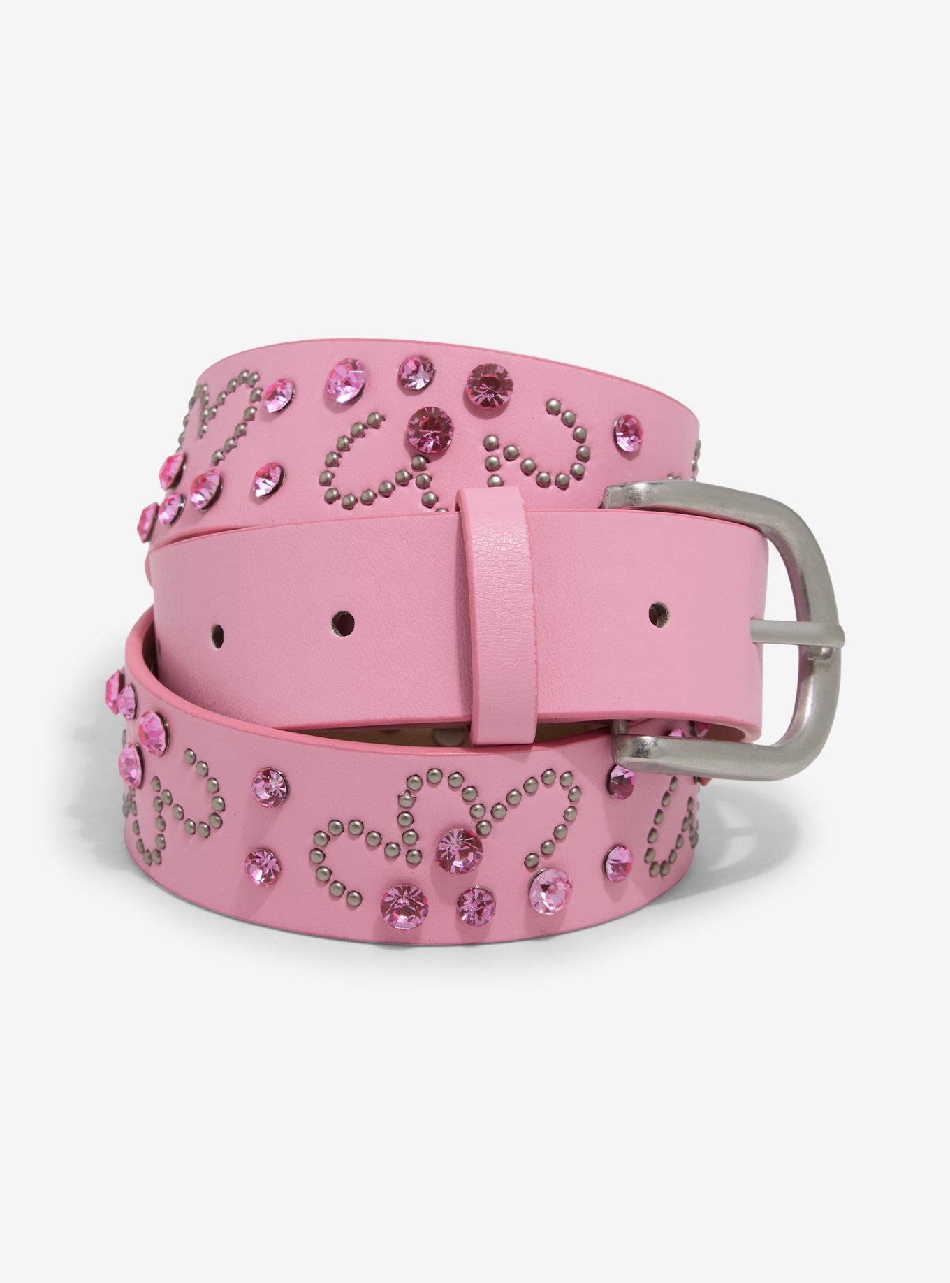 Pink Floral Bling Stud Belt, , hi-res
