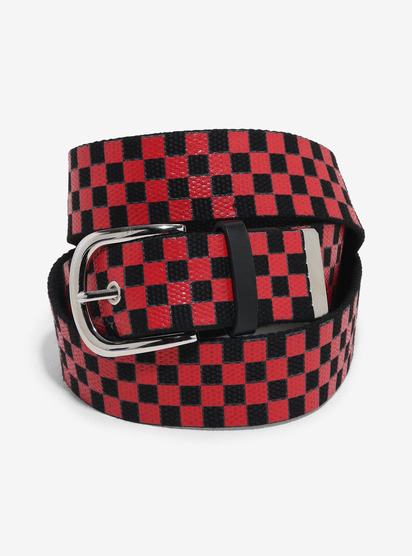 Black & Red Checkered Canvas Belt, , hi-res