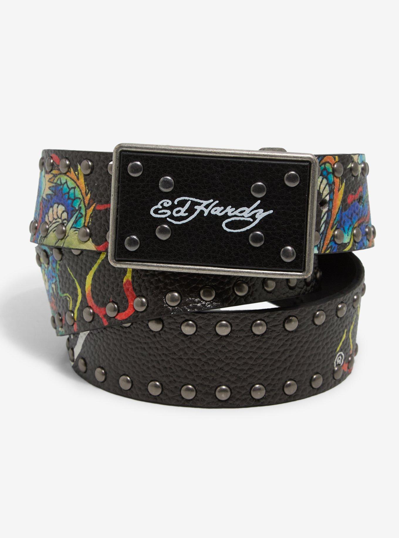Ed Hardy Dragon Stud Belt, , hi-res