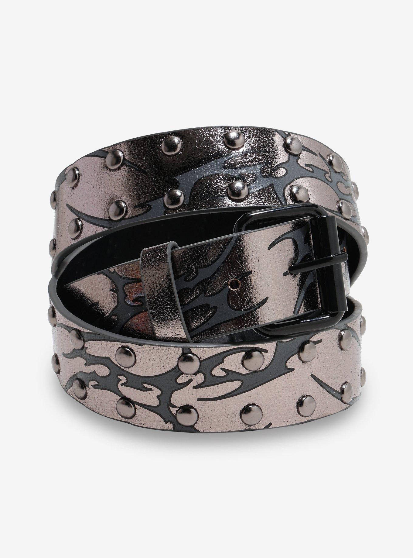 Silver Metallic Cyber Flame Belt | Hot Topic