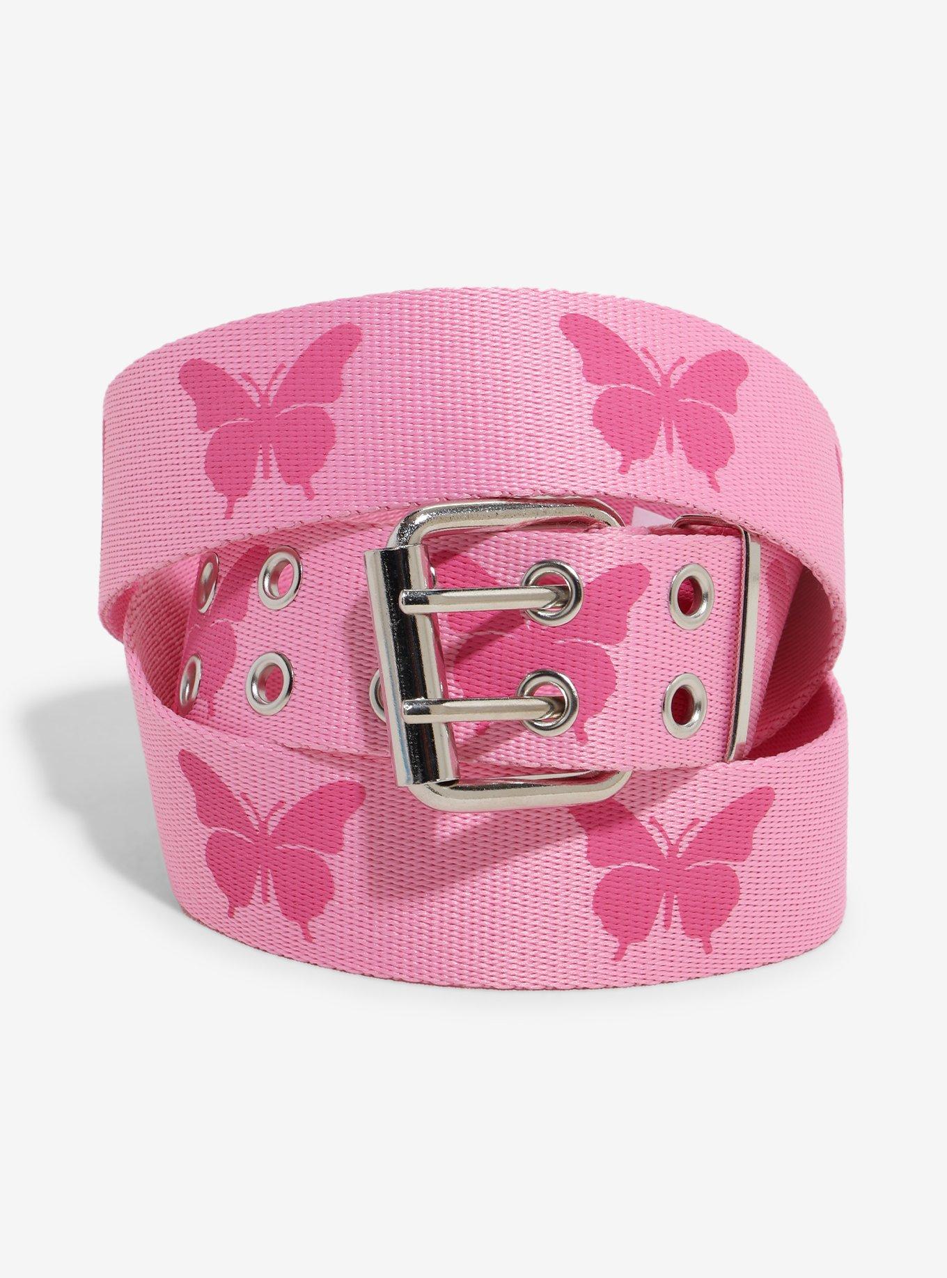 Pink Butterfly Canvas Belt, , hi-res