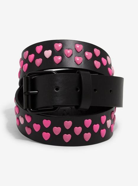 Black & Pink Heart Stud Belt | Hot Topic