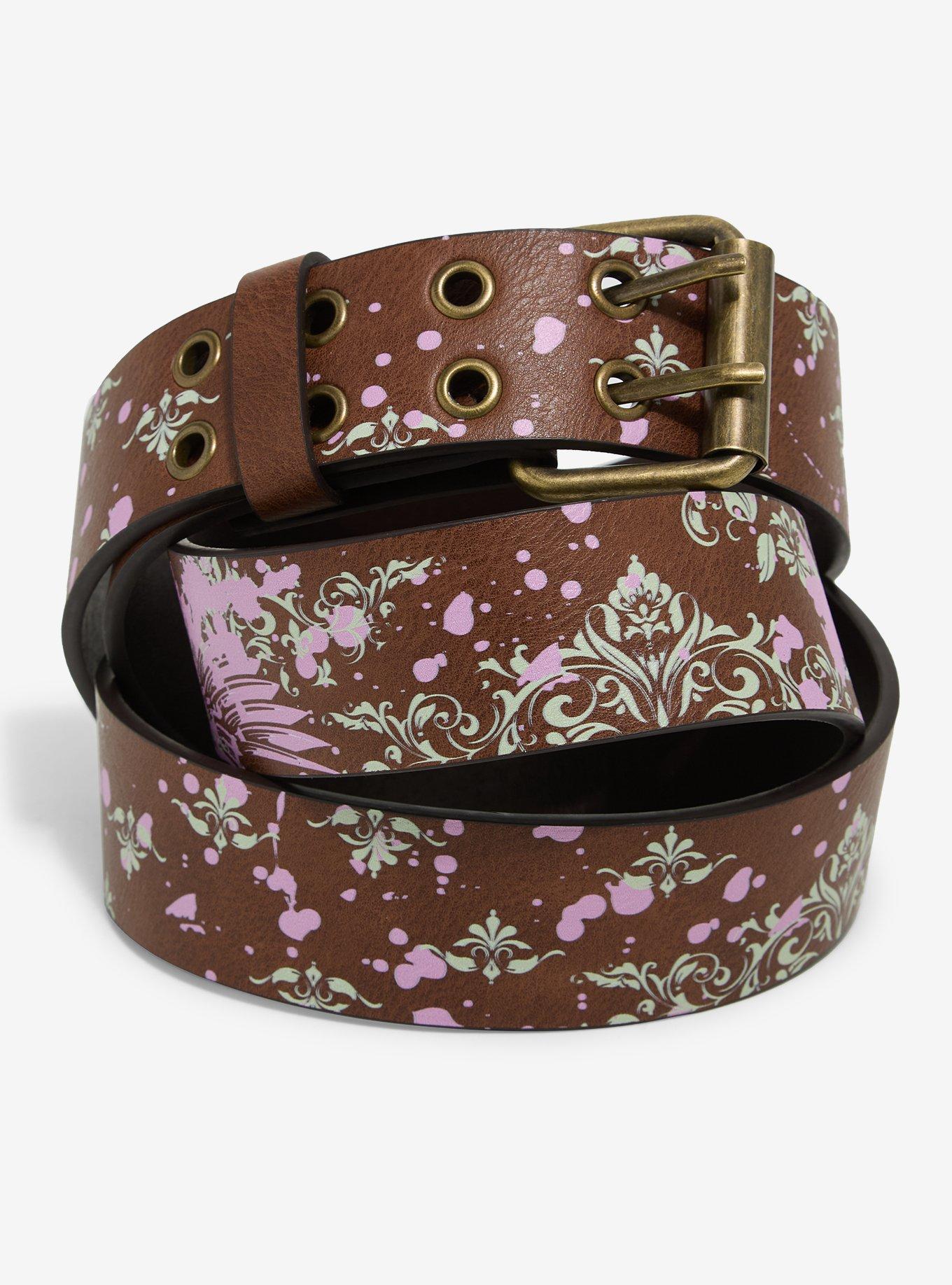 Brown & Pink Skull Wing Belt, , hi-res