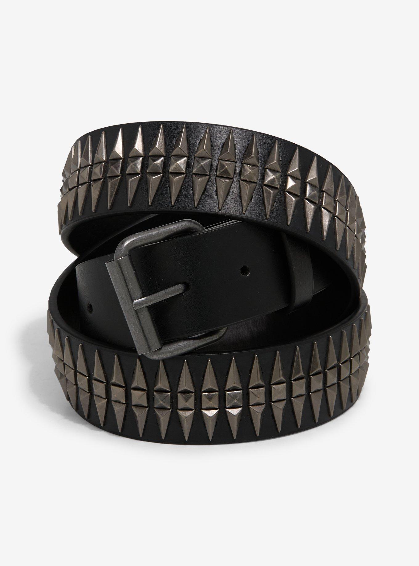 Black & Silver Triangle Stud Belt, , hi-res