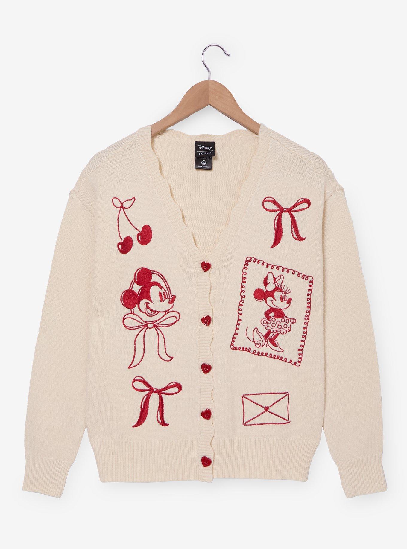 Disney Mickey & Minnie Valentine's Day Women's Cardigan — BoxLunch Exclusive, , hi-res