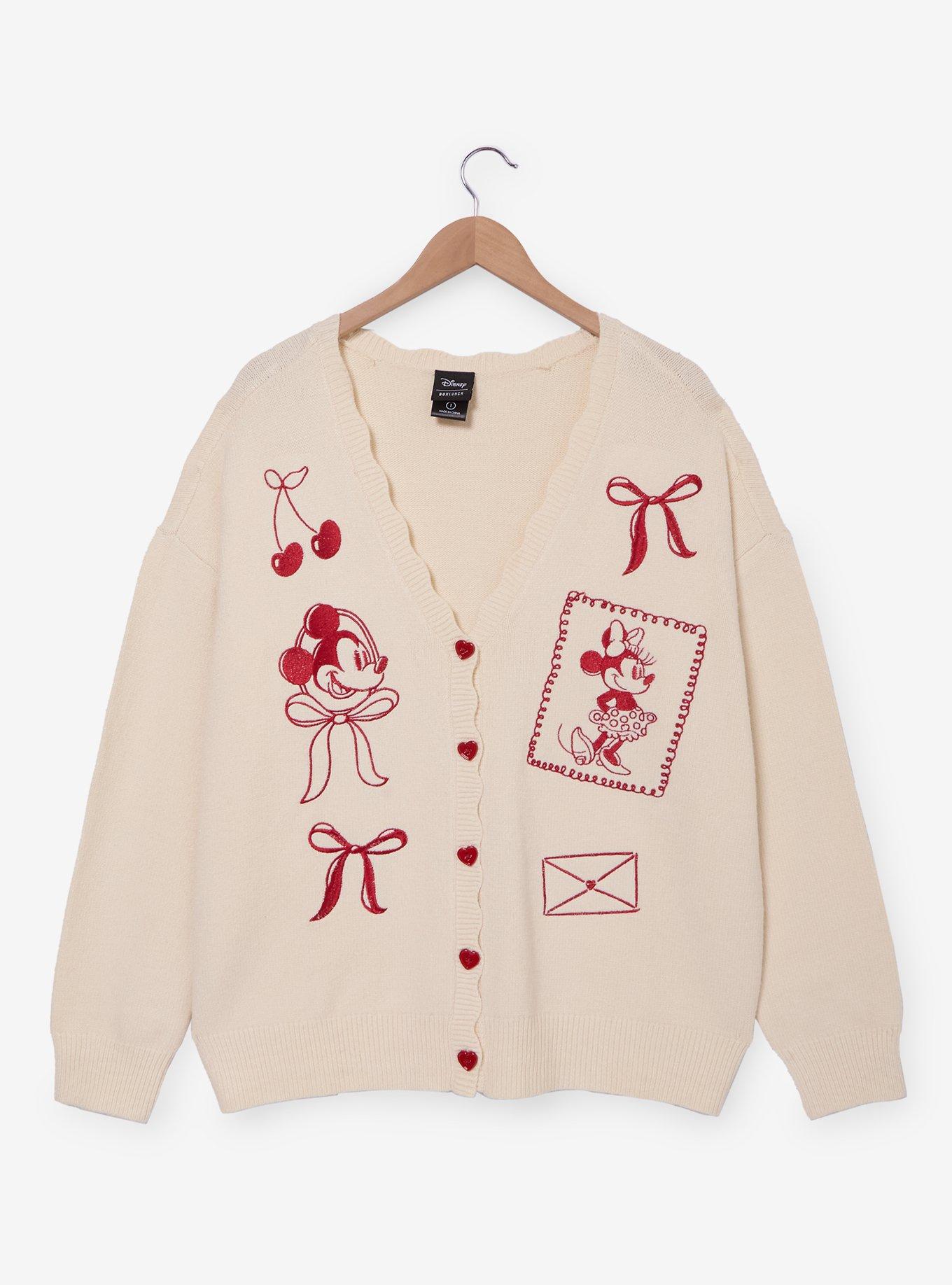 Disney Mickey & Minnie Valentine's Day Women's Plus Size Cardigan &mdash; BoxLunch Exclusive, , hi-res