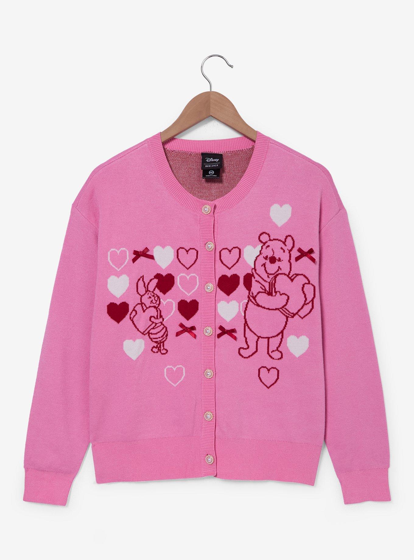Disney Winnie the Pooh Piglet & Pooh Bear Hearts Women's Cardigan - BoxLunch Exclusive, , hi-res