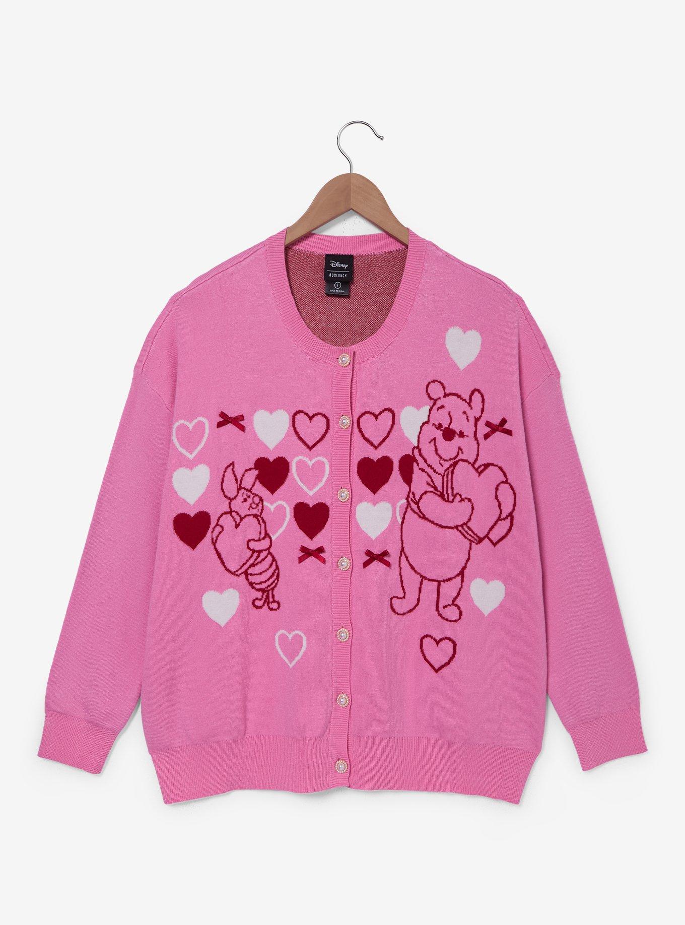 Disney Winnie the Pooh Piglet & Pooh Bear Hearts Women's Plus Cardigan - BoxLunch Exclusive, , hi-res