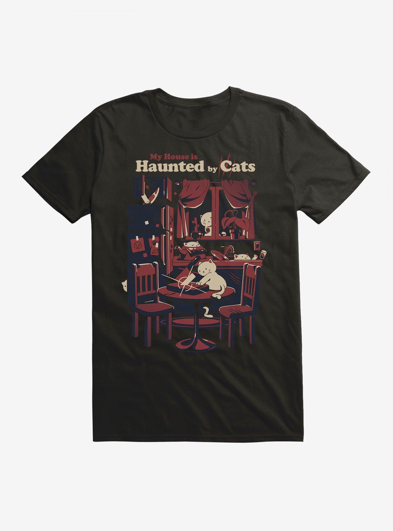 Haunted by cats Extra Soft T-Shirt, BLACK, hi-res