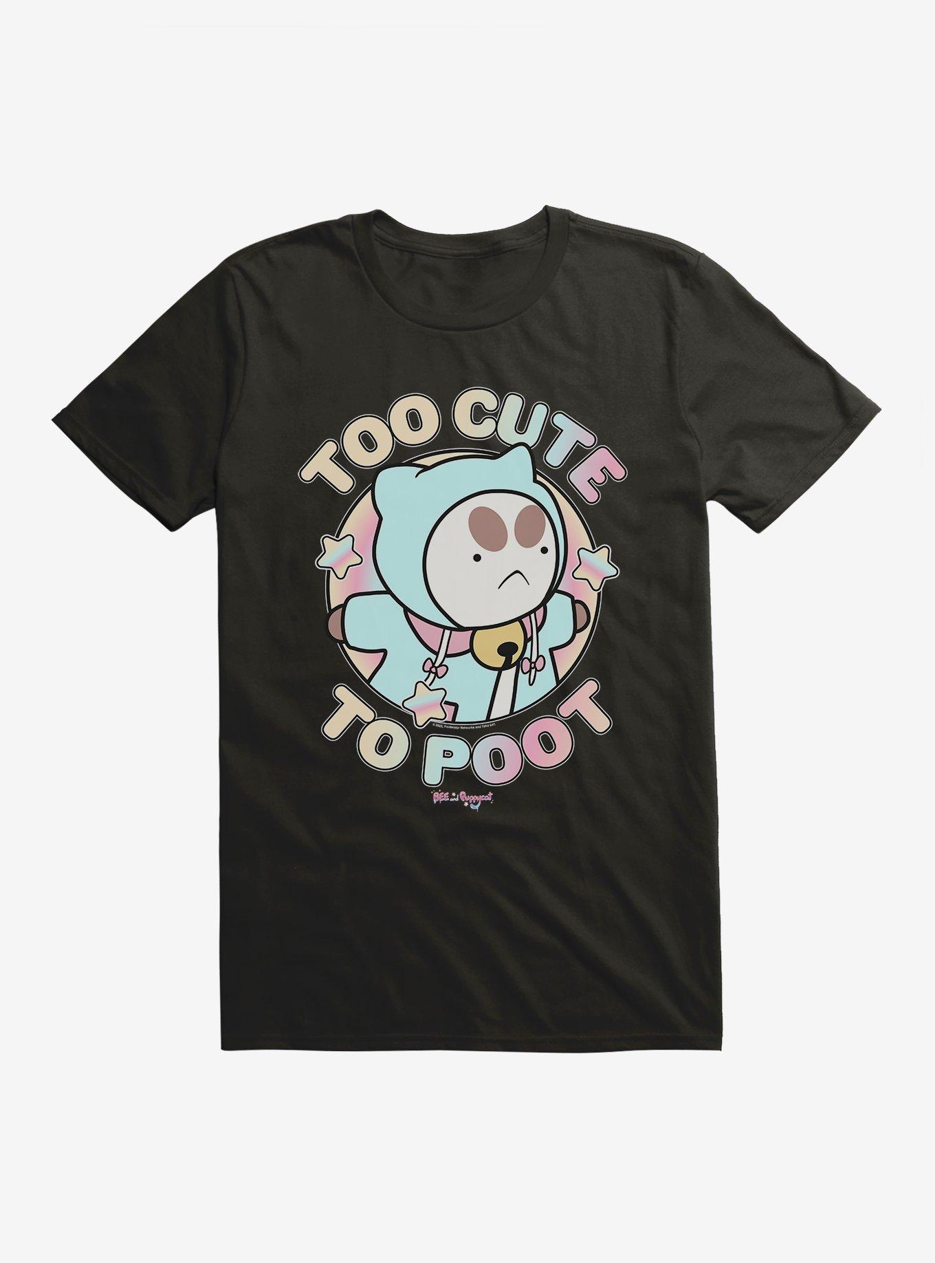 Bee And Puppycat Too Cute To Poot Extra Soft T-Shirt, BLACK, hi-res