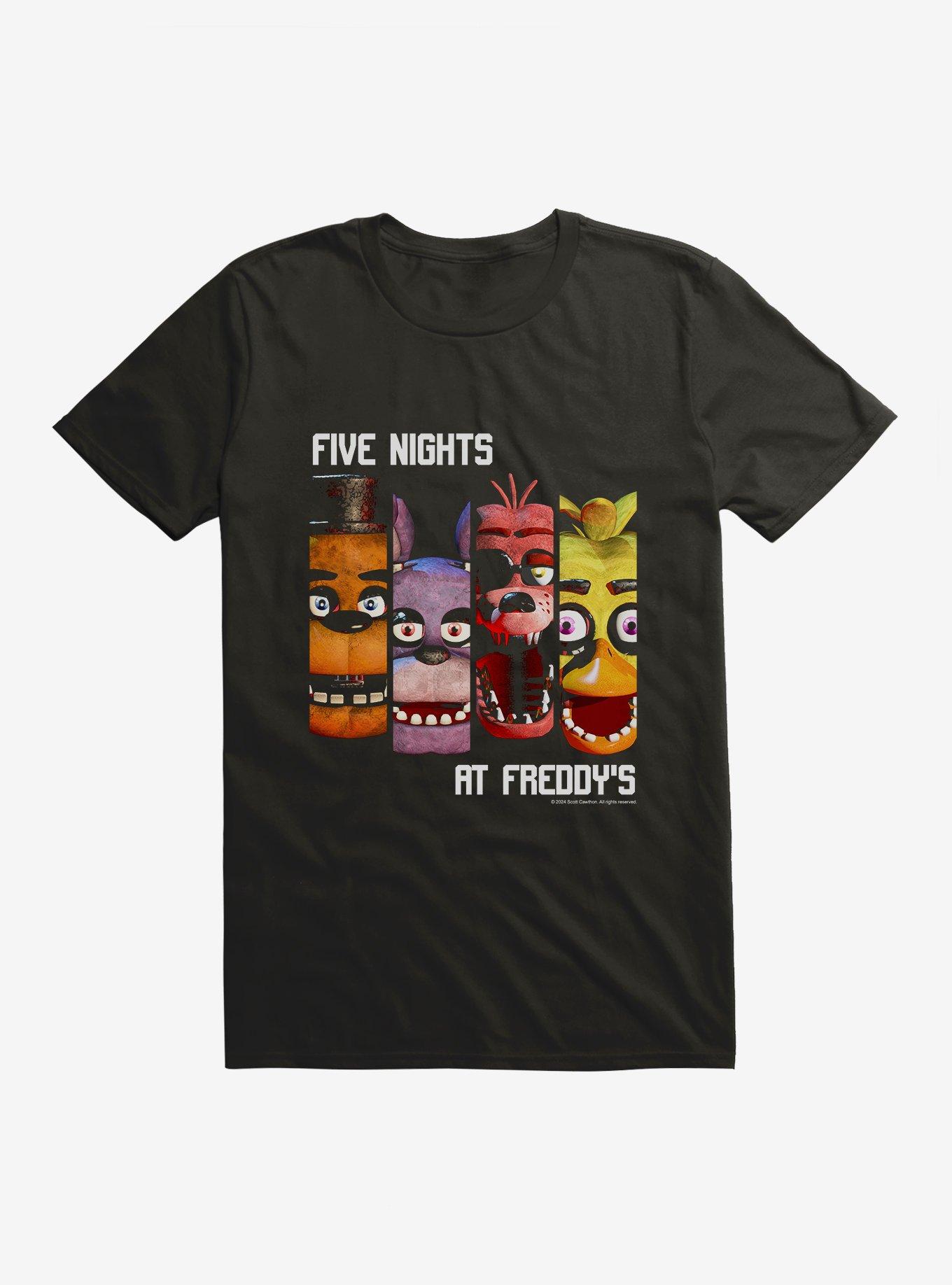 Five Nights At Freddy's Character Panels Extra Soft T-Shirt, BLACK, hi-res