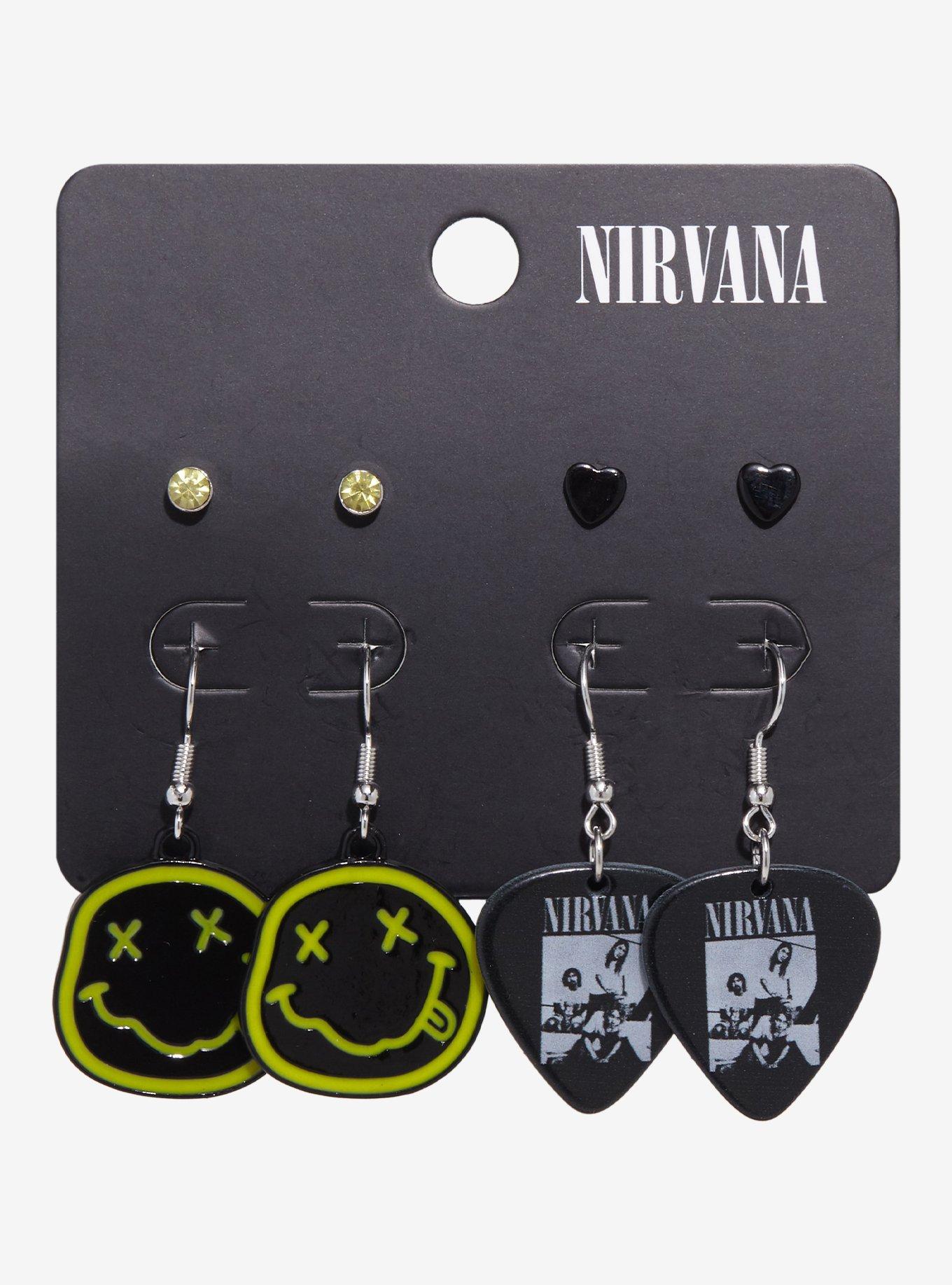 Nirvana Logo & Guitar Pick Earring Set, , hi-res