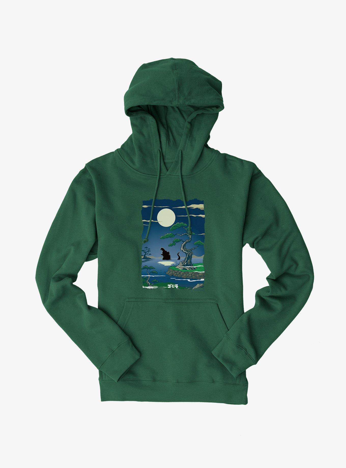 Godzilla Full Moon Descent Hoodie, FOREST GREEN, hi-res