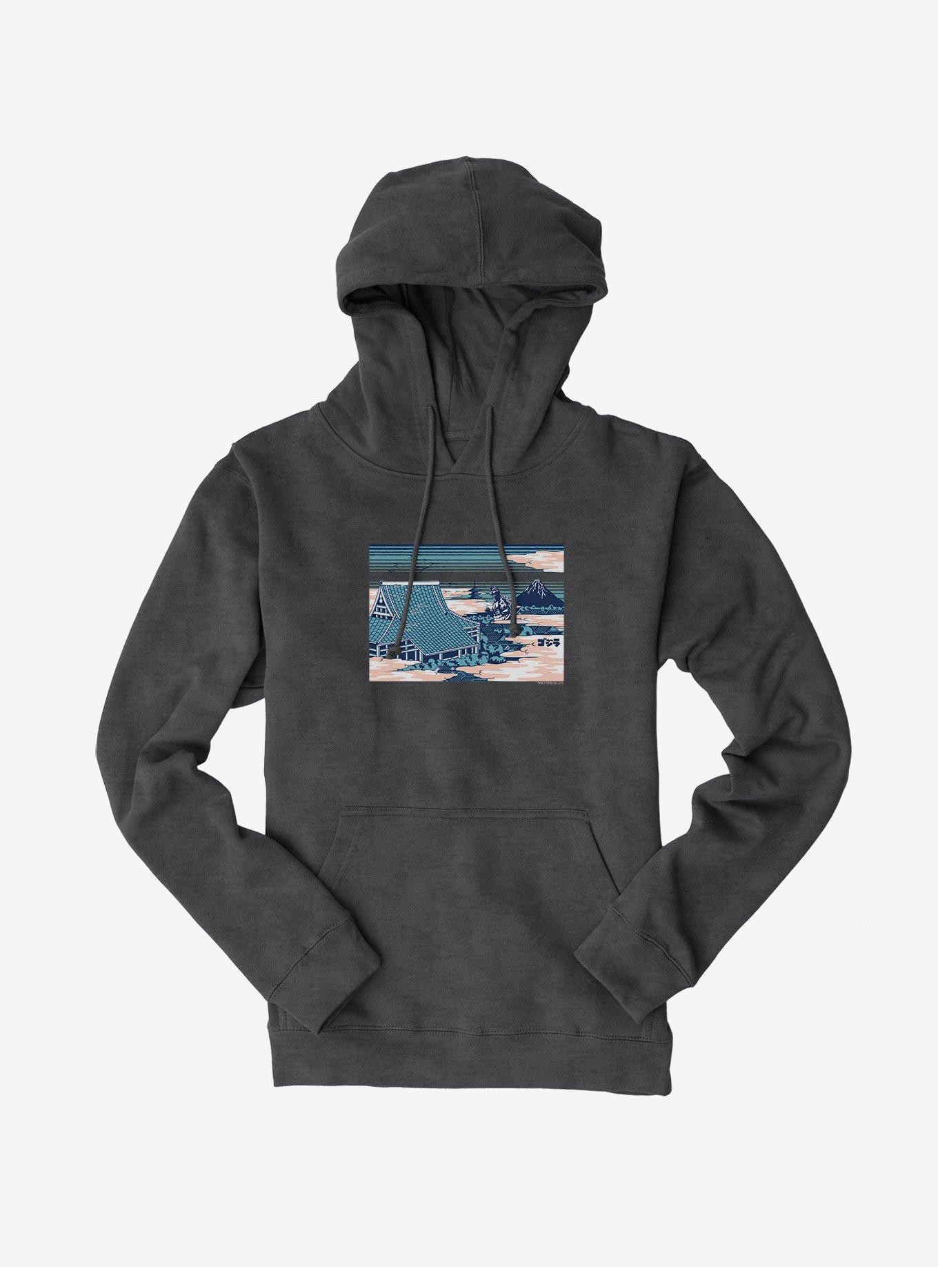 Godzilla Through The Clouds Hoodie, CHARCOAL, hi-res