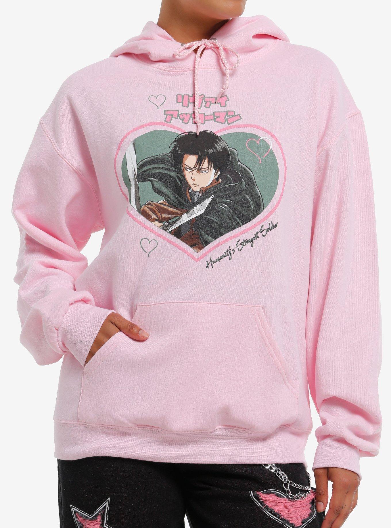 Attack On Titan Levi Heart Pink Hoodie, , hi-res