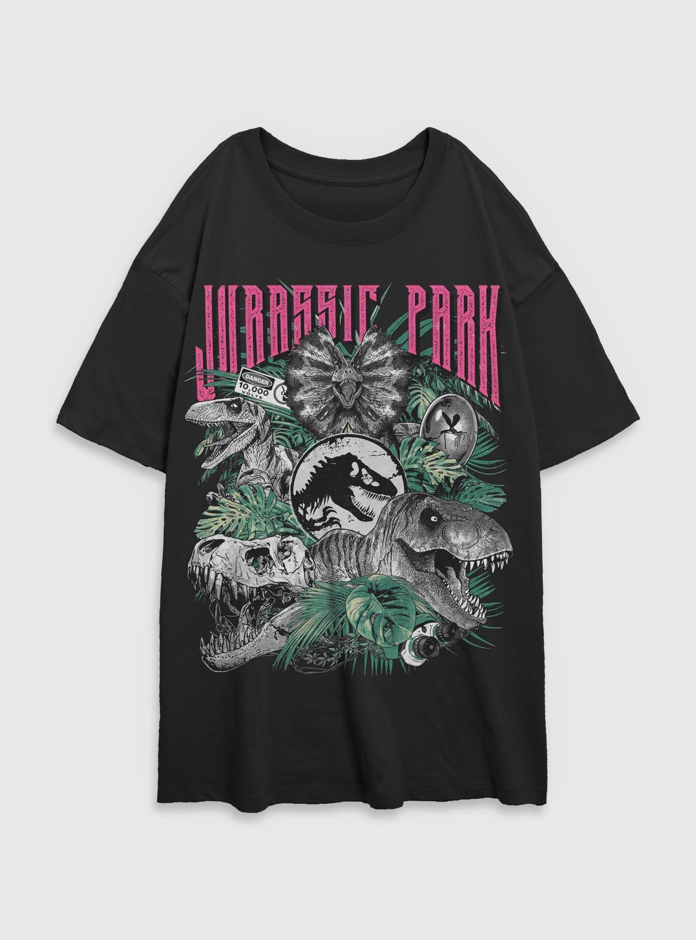 Jurassic Park Iconic Dinosaurs Girls Oversized T-Shirt BoxLunch Exclusive, , hi-res