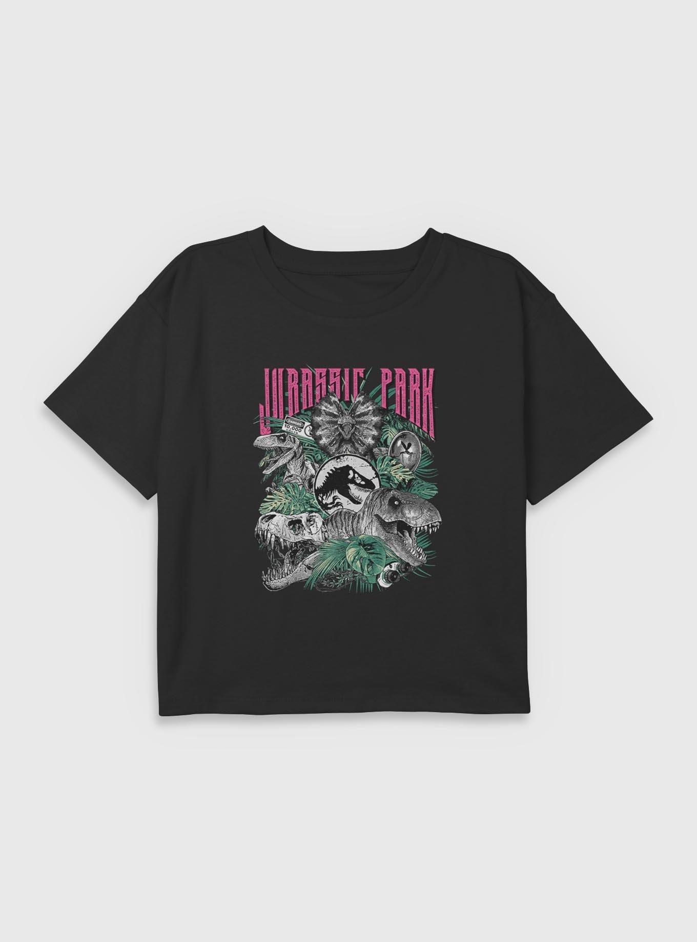 Jurassic Park Iconic Dinosaurs Youth Girls Boxy T-Shirt BoxLunch Exclusive, , hi-res