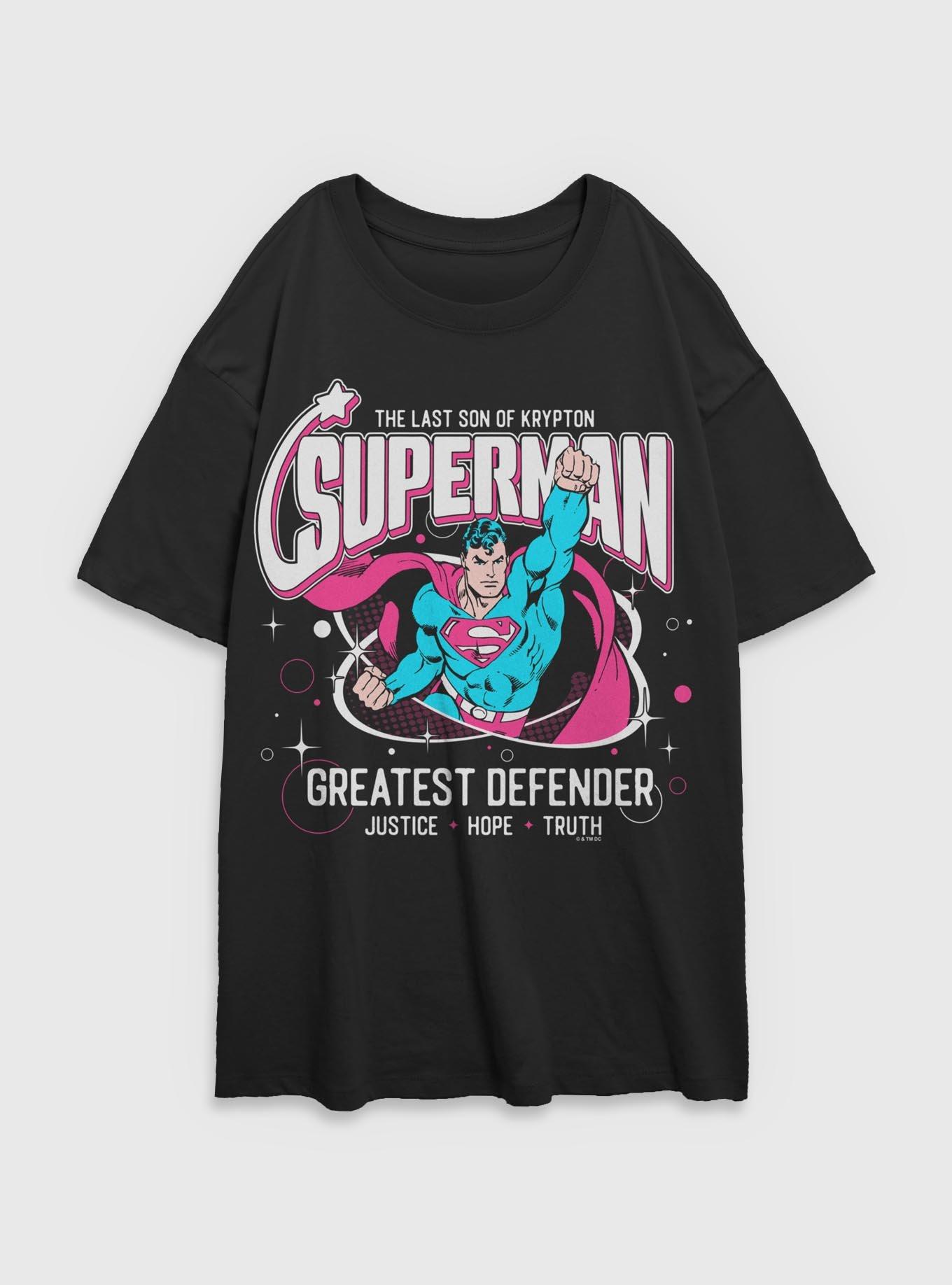 DC Comics Superman Greatest Defender Girls Oversized T-Shirt BoxLunch Exclusive, , hi-res