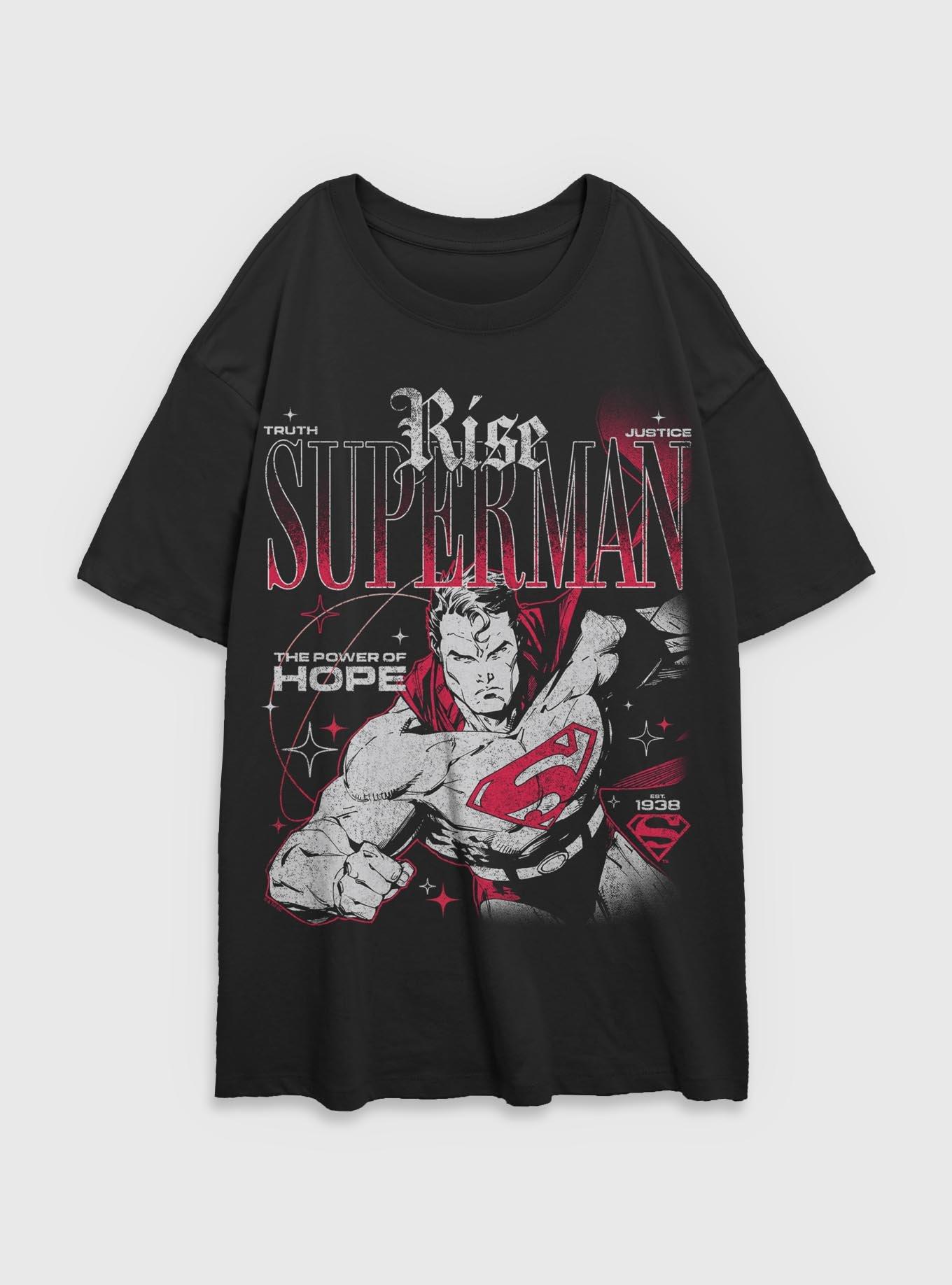 DC Comics Superman Rise Truth Justice Hope Girls Oversized T-Shirt BoxLunch Exclusive, , hi-res