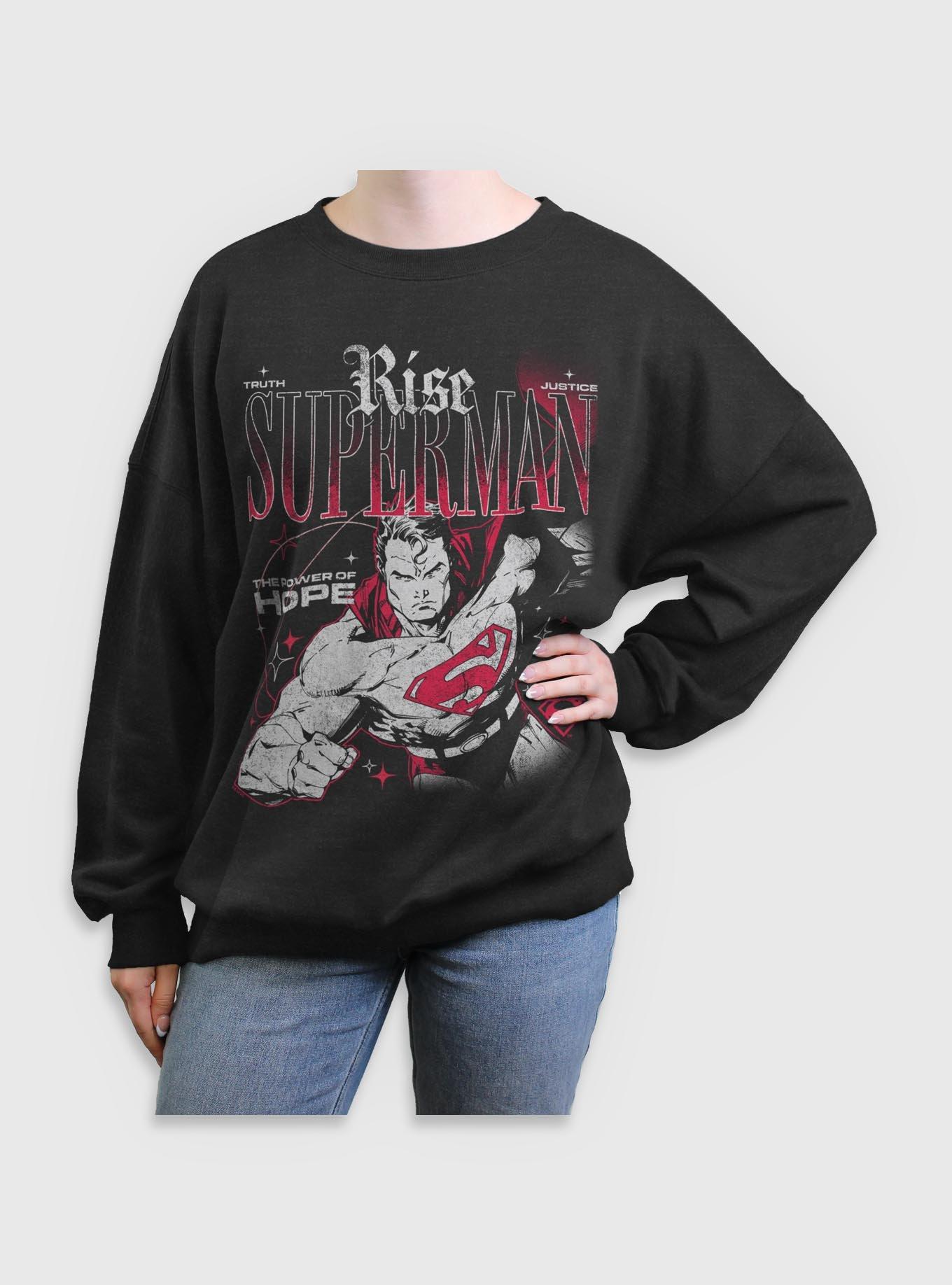 DC Comics Superman Rise Truth Justice Hope Girls Oversized Sweatshirt BoxLunch Exclusive, , hi-res