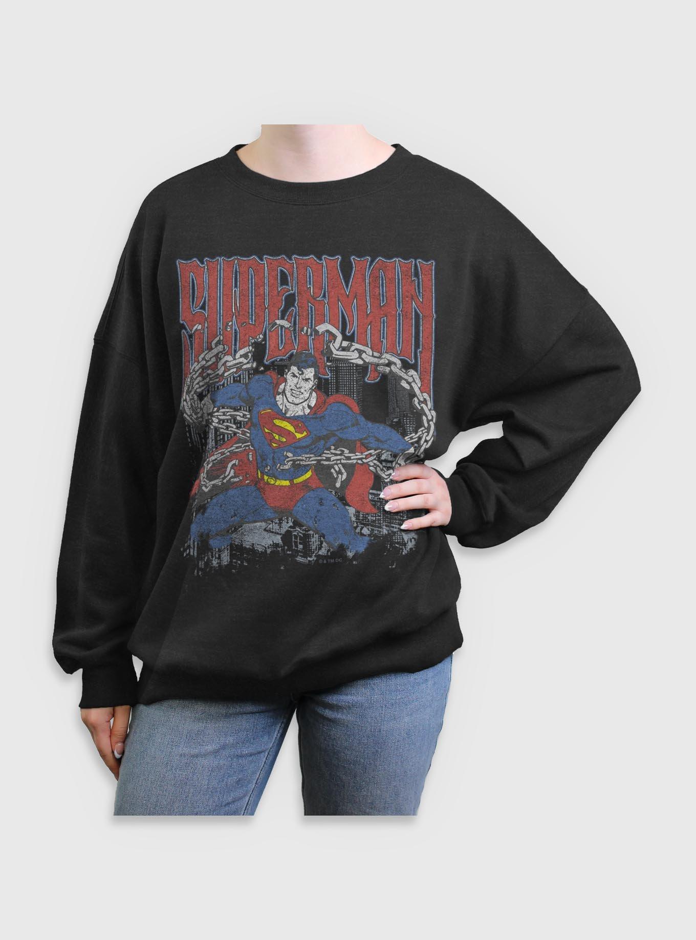 DC Comics Superman Unchained Girls Oversized Sweatshirt BoxLunch Exclusive, , hi-res