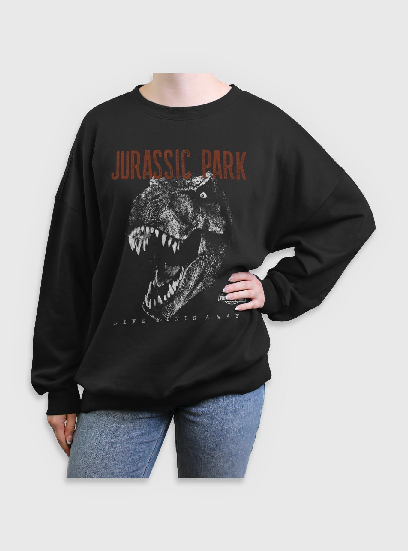 Jurassic Park T-Rex Life Finds A Way Girls Oversized Sweatshirt BoxLunch Exclusive, , hi-res
